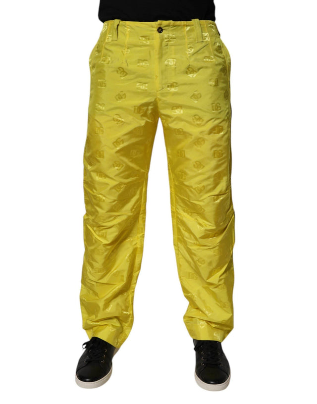 Dolce & Gabbana Yellow DG Monogram Polyester Straight Pants - Hilstor