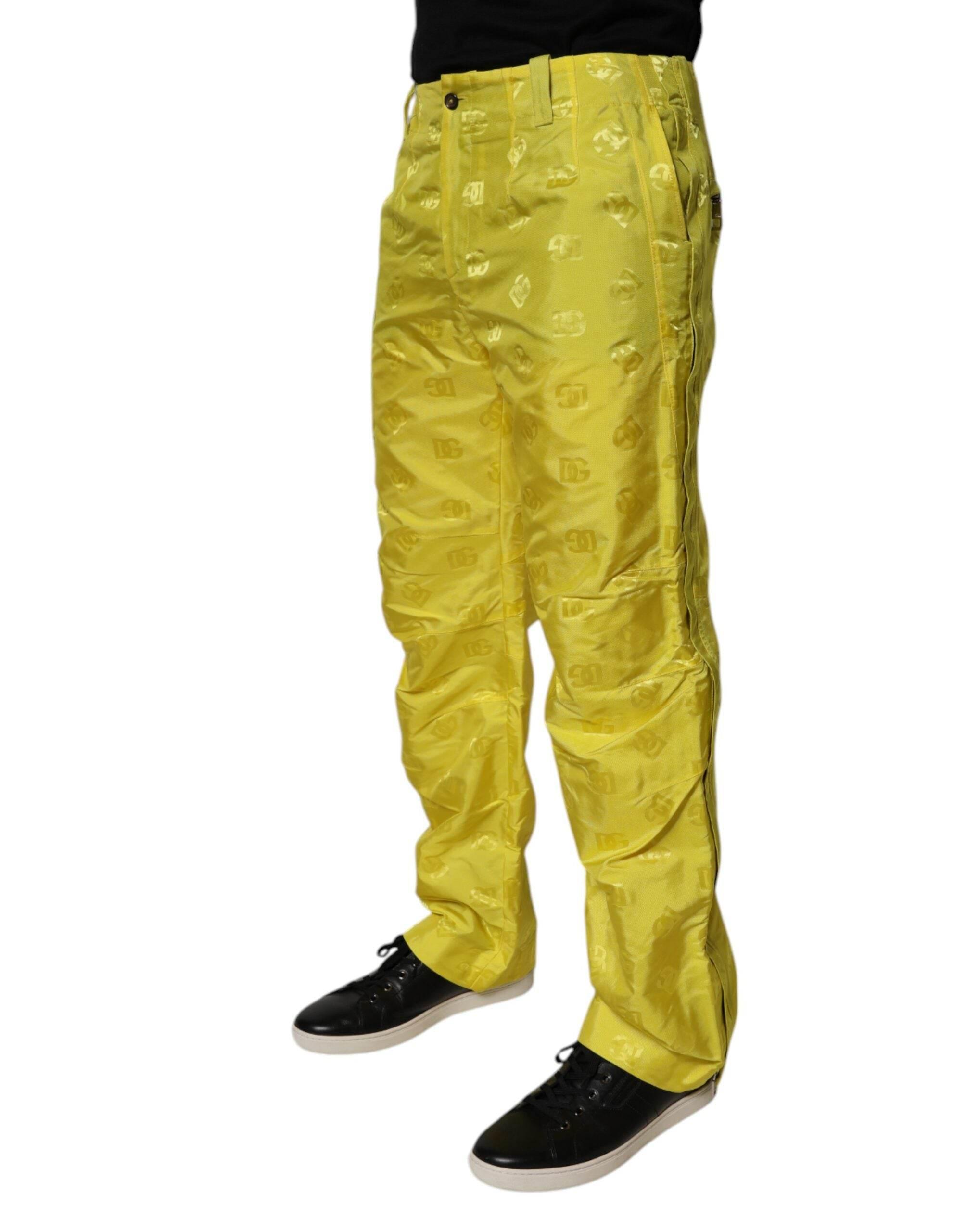 Dolce & Gabbana Yellow DG Monogram Polyester Straight Pants - Hilstor