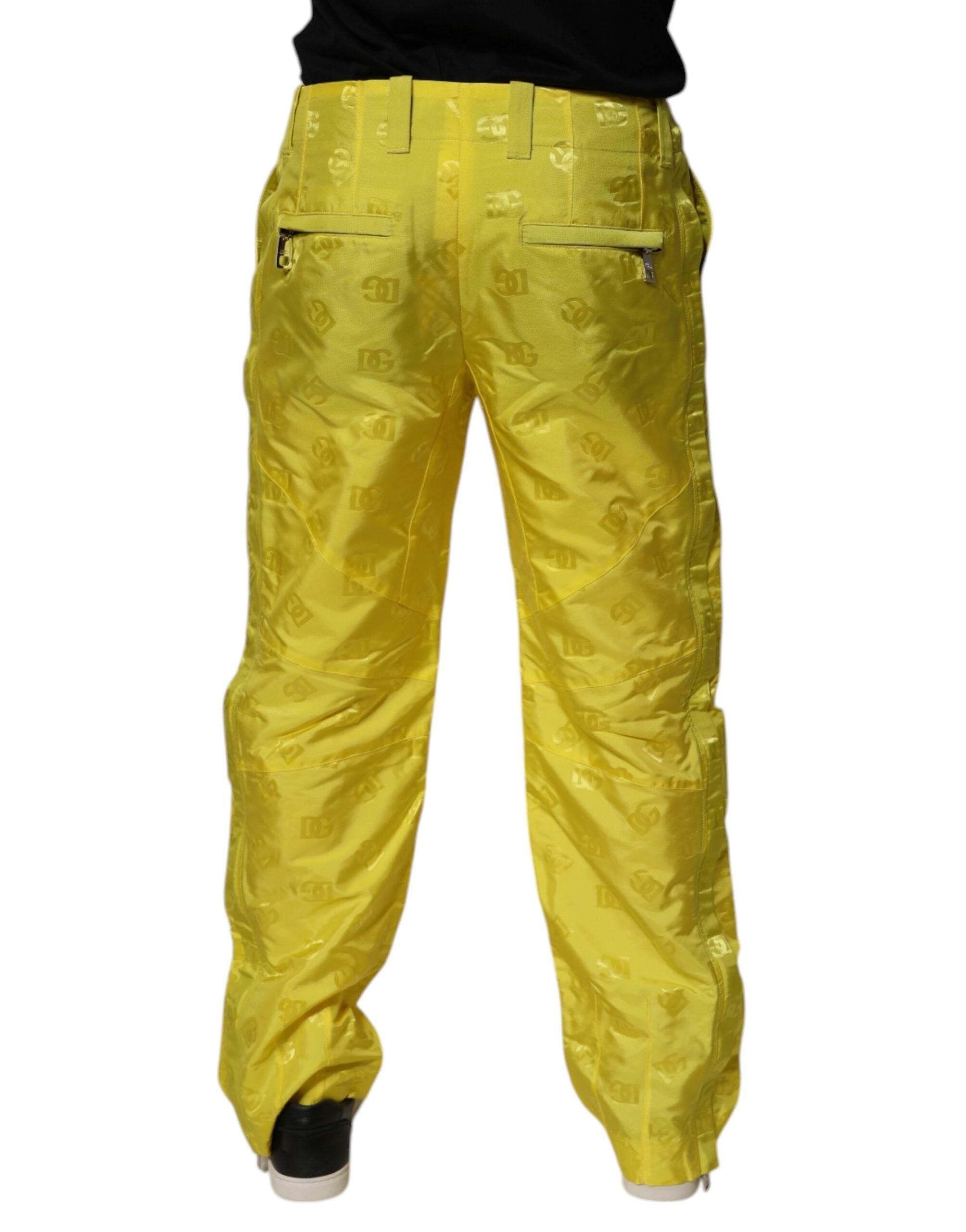 Dolce & Gabbana Yellow DG Monogram Polyester Straight Pants - Hilstor