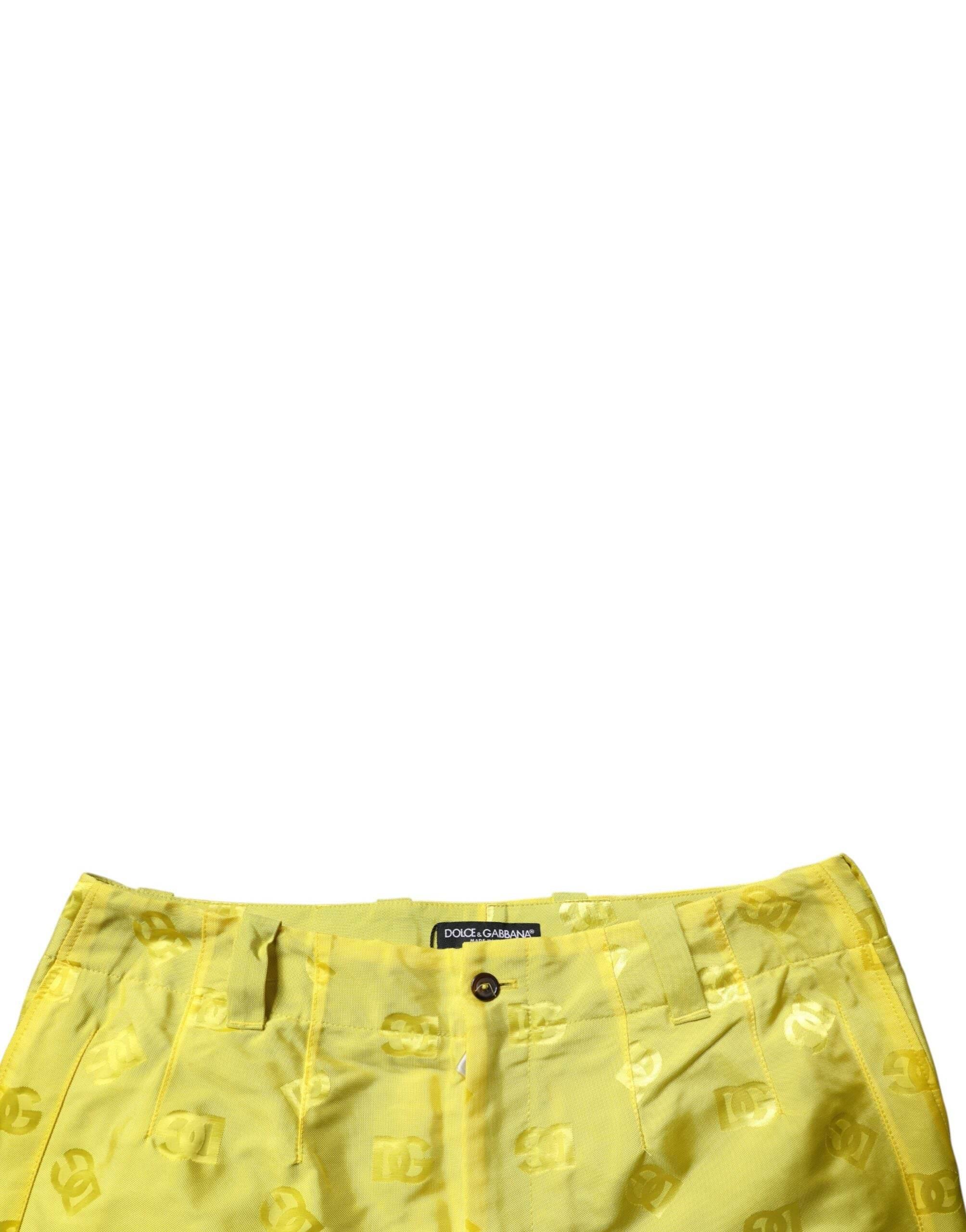 Dolce & Gabbana Yellow DG Monogram Polyester Straight Pants - Hilstor