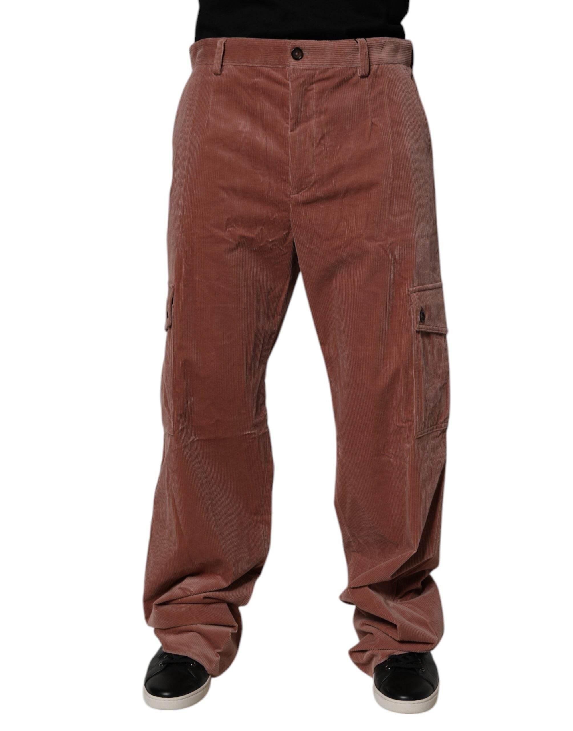 Dolce & Gabbana Brown Corduroy Cotton Cargo Men Denim Jeans - Hilstor