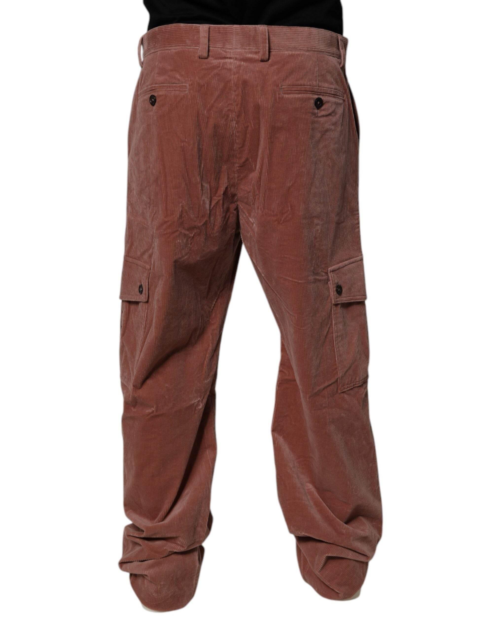 Dolce & Gabbana Brown Corduroy Cotton Cargo Men Denim Jeans - Hilstor