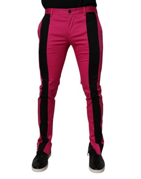 Dolce & Gabbana Pink Black Stripe Slim Fit Men Dress Pants - Hilstor