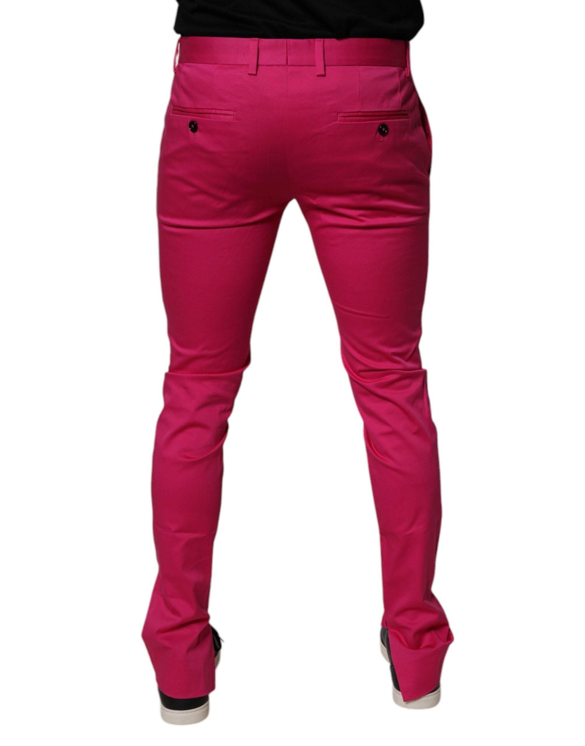 Dolce & Gabbana Pink Black Stripe Slim Fit Men Dress Pants - Hilstor