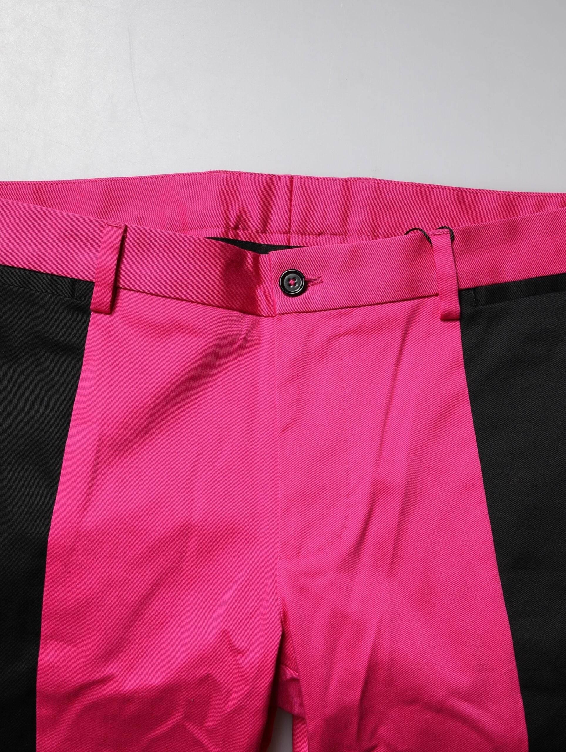Dolce & Gabbana Pink Black Stripe Slim Fit Men Dress Pants - Hilstor