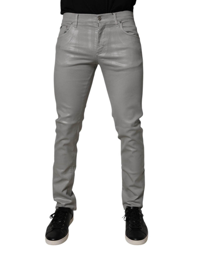 Dolce & Gabbana Gray Cotton Stretch Men Slim Fit Denim Jeans - Hilstor