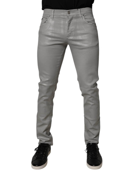Dolce & Gabbana Gray Cotton Stretch Men Slim Fit Denim Jeans - Hilstor