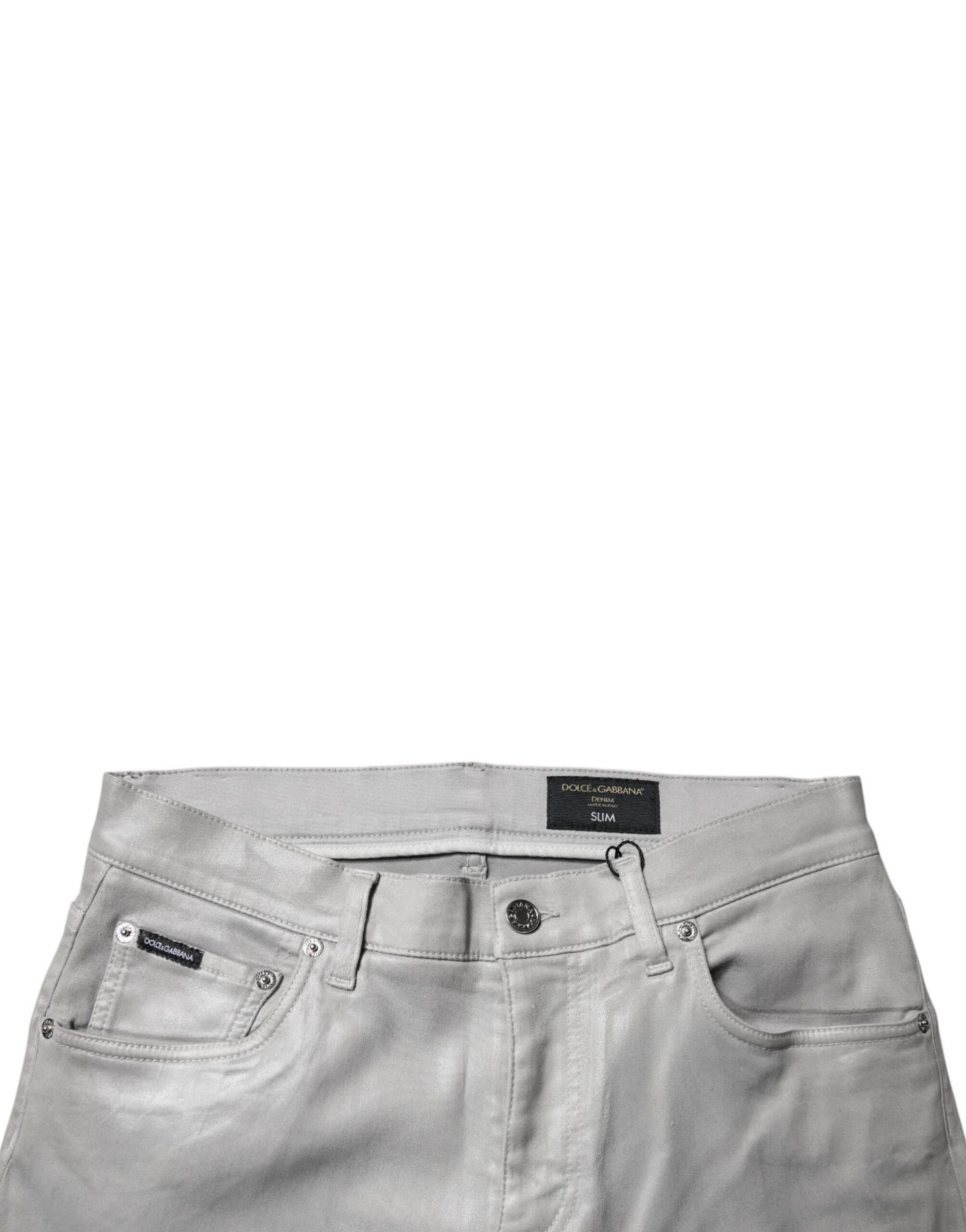 Dolce & Gabbana Gray Cotton Stretch Men Slim Fit Denim Jeans - Hilstor