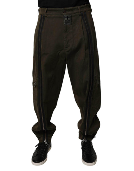 Dolce & Gabbana Dark Brown Cotton Jogger Cargo Pants - Hilstor