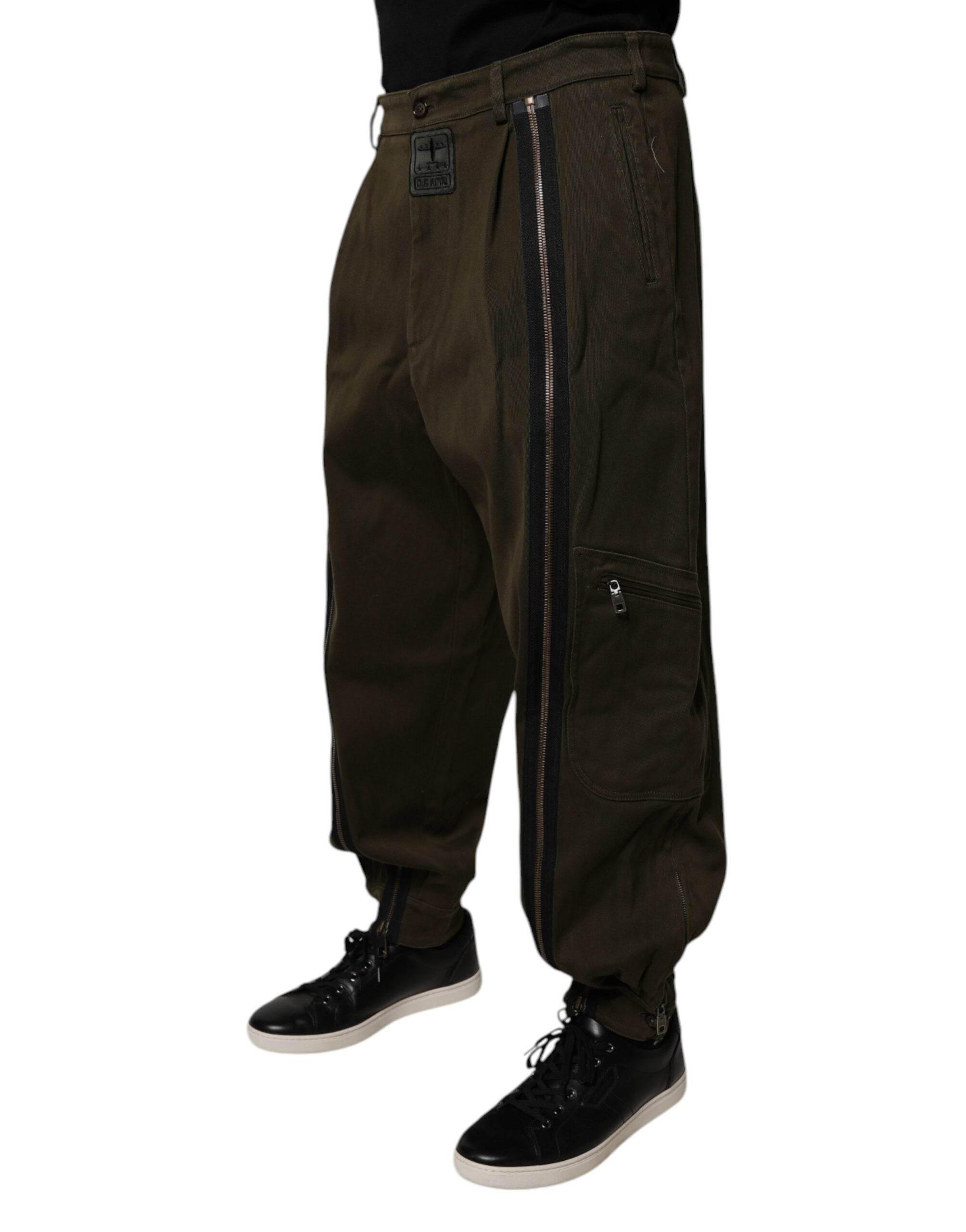 Dolce & Gabbana Dark Brown Cotton Jogger Cargo Pants - Hilstor