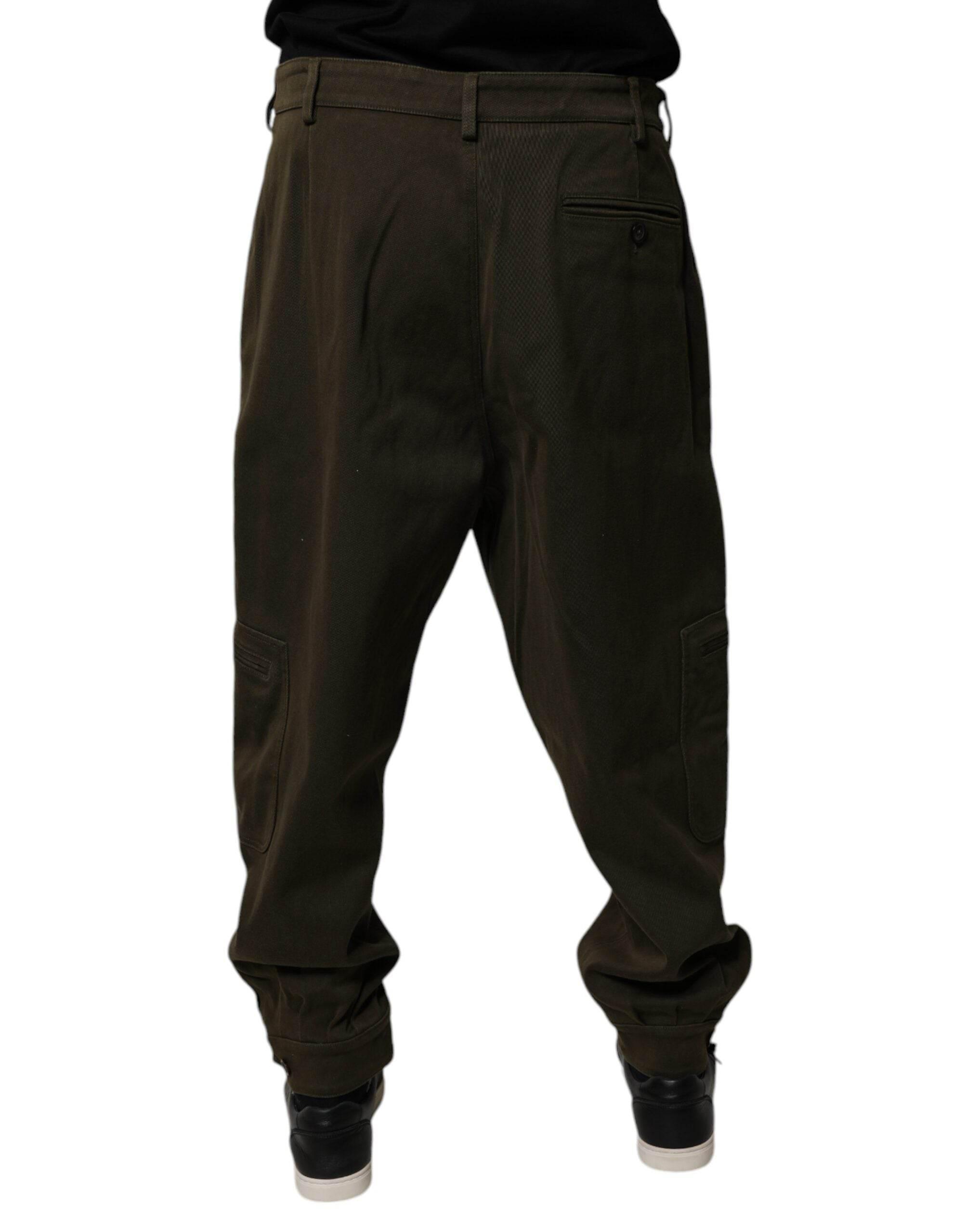 Dolce & Gabbana Dark Brown Cotton Jogger Cargo Pants - Hilstor