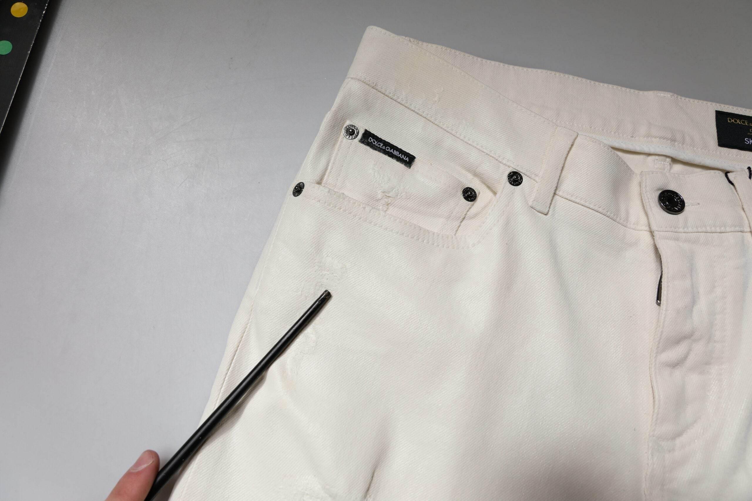 Dolce & Gabbana Off White Cotton Stretch Skinny Denim Jeans - Hilstor