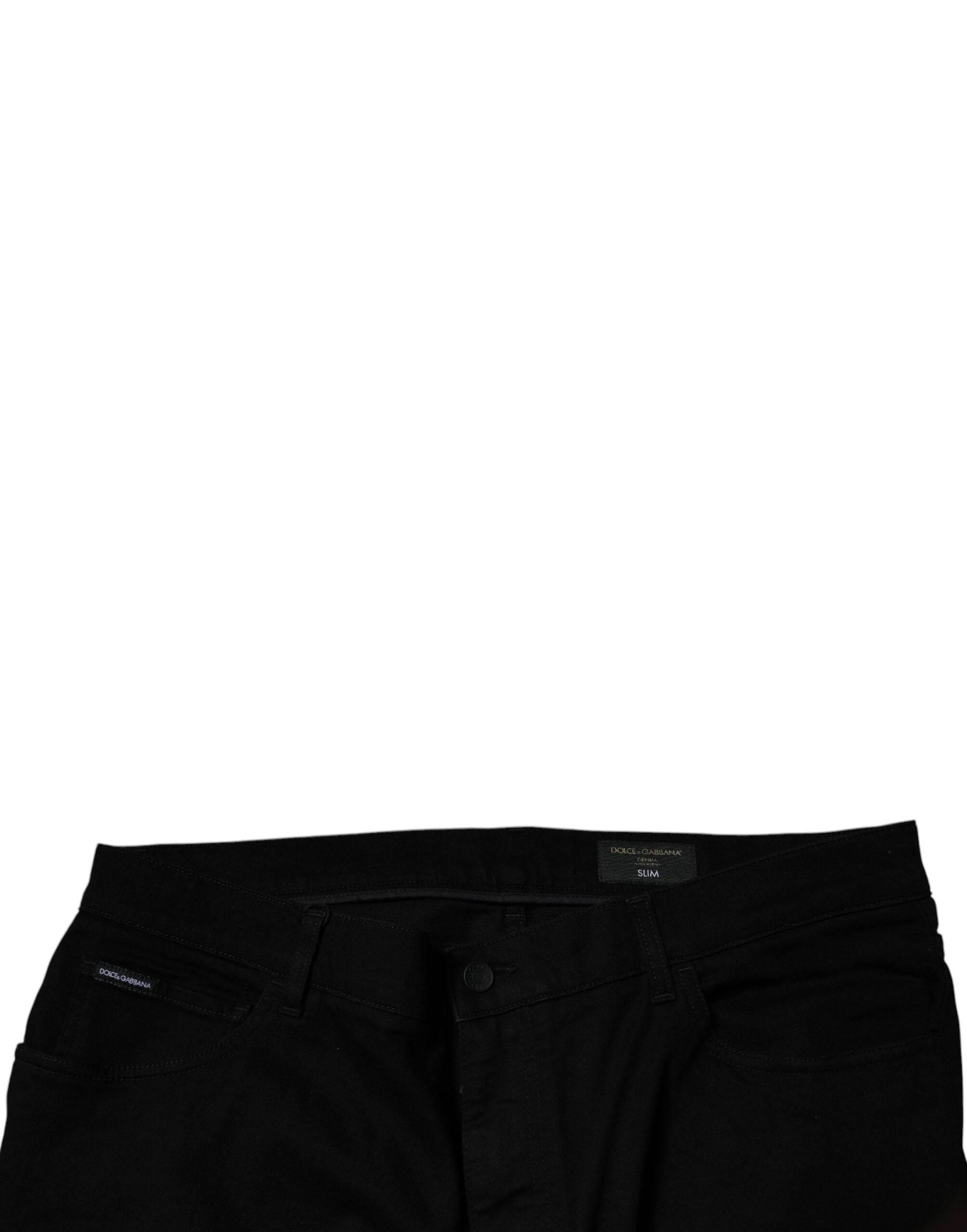 Dolce & Gabbana Black Cotton Stretch Slim Fit Denim Jeans - Hilstor