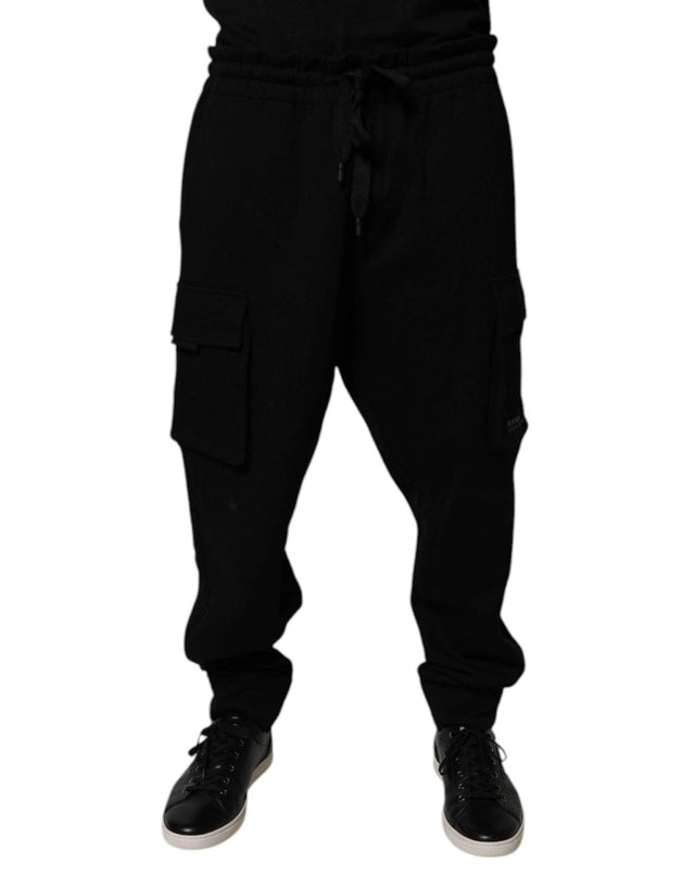 Dolce & Gabbana Black Cotton Jogger Cargo Sweatpants Pants - Hilstor