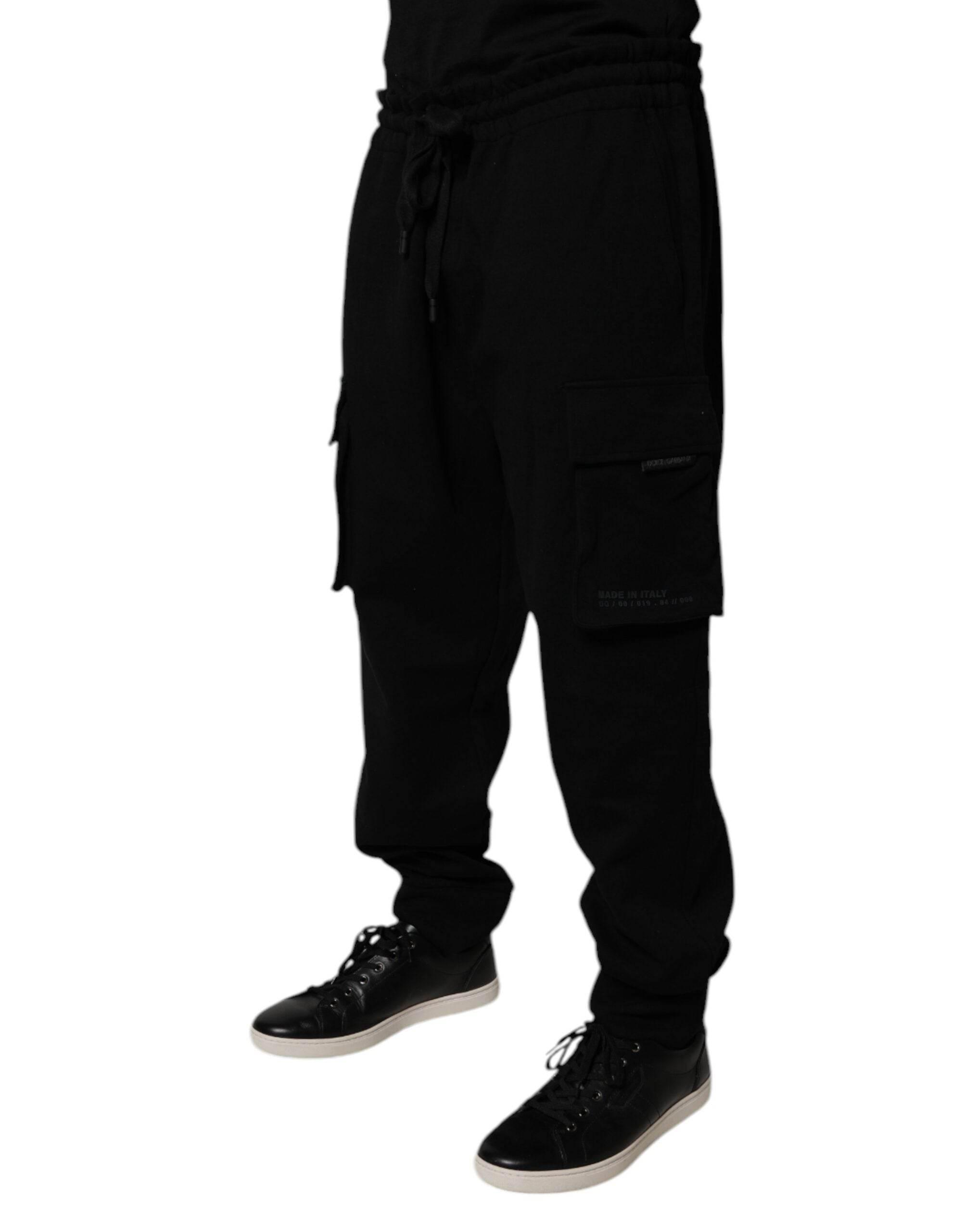 Dolce & Gabbana Black Cotton Jogger Cargo Sweatpants Pants - Hilstor