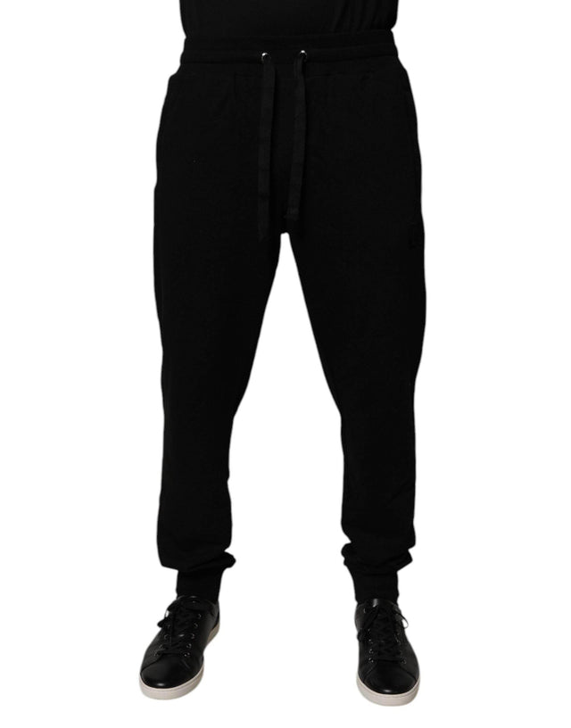 Dolce & Gabbana Black Cotton Mid Waist Jogger Sweatpants Pants - Hilstor