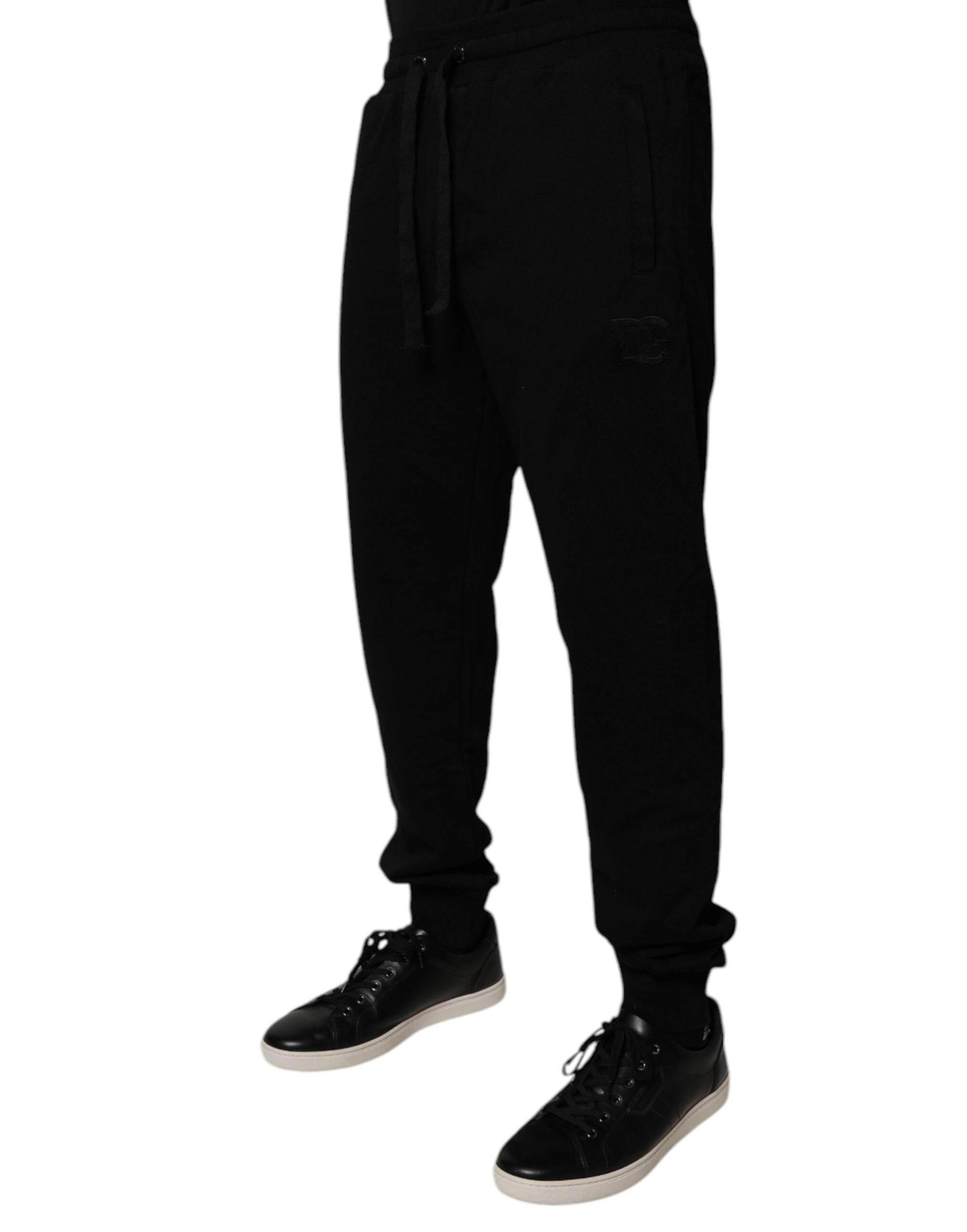 Dolce & Gabbana Black Cotton Mid Waist Jogger Sweatpants Pants - Hilstor