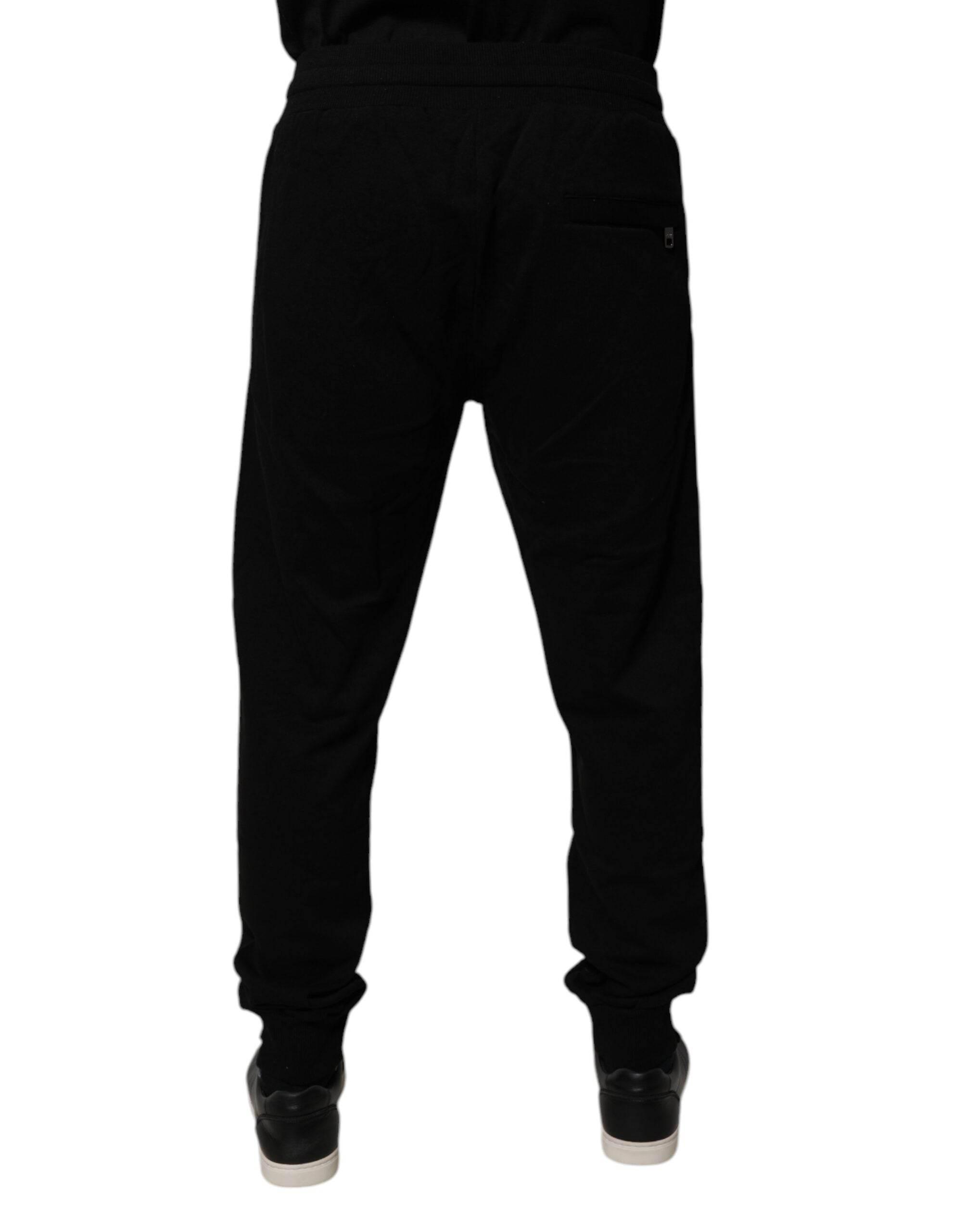 Dolce & Gabbana Black Cotton Mid Waist Jogger Sweatpants Pants - Hilstor