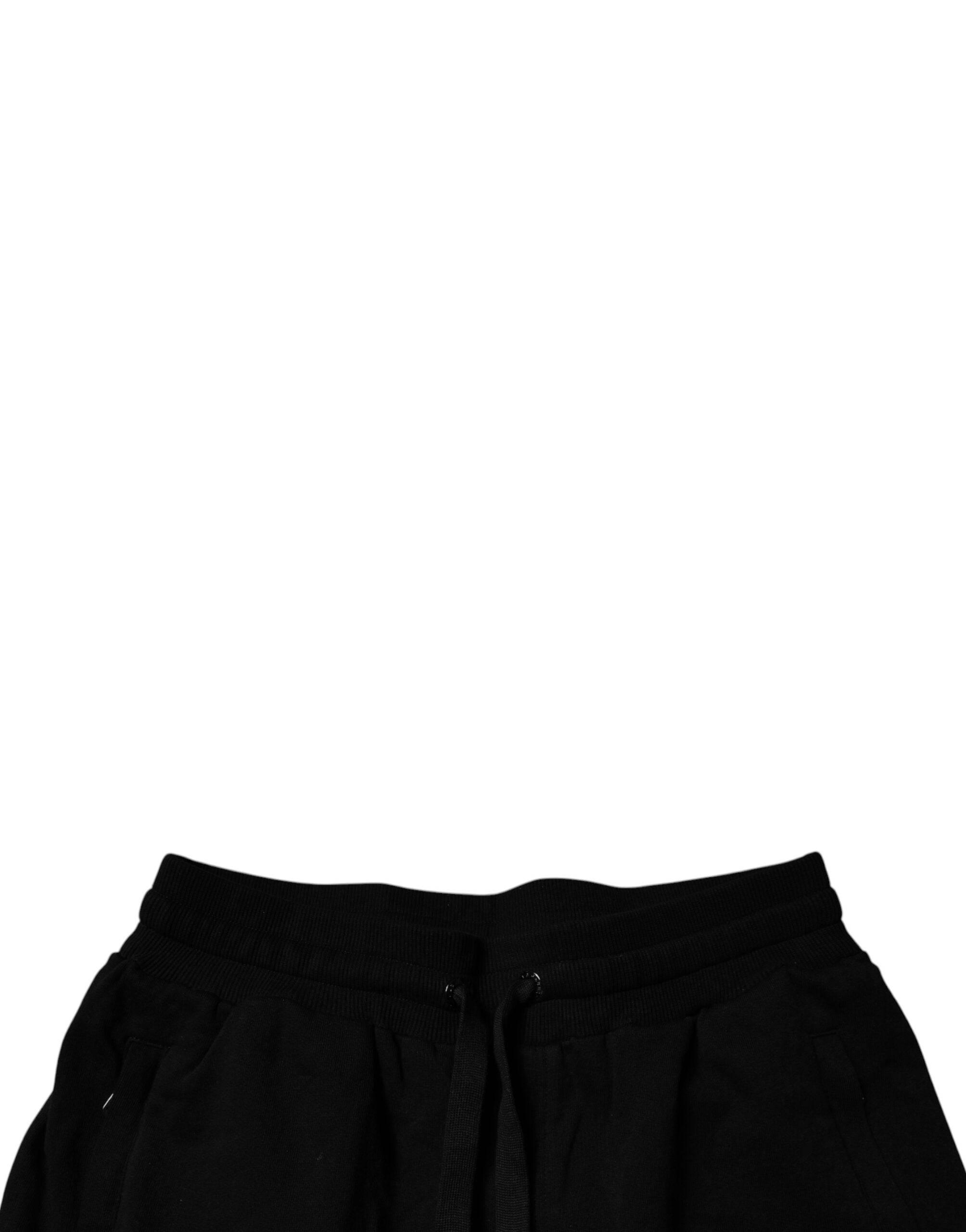 Dolce & Gabbana Black Cotton Mid Waist Jogger Sweatpants Pants - Hilstor