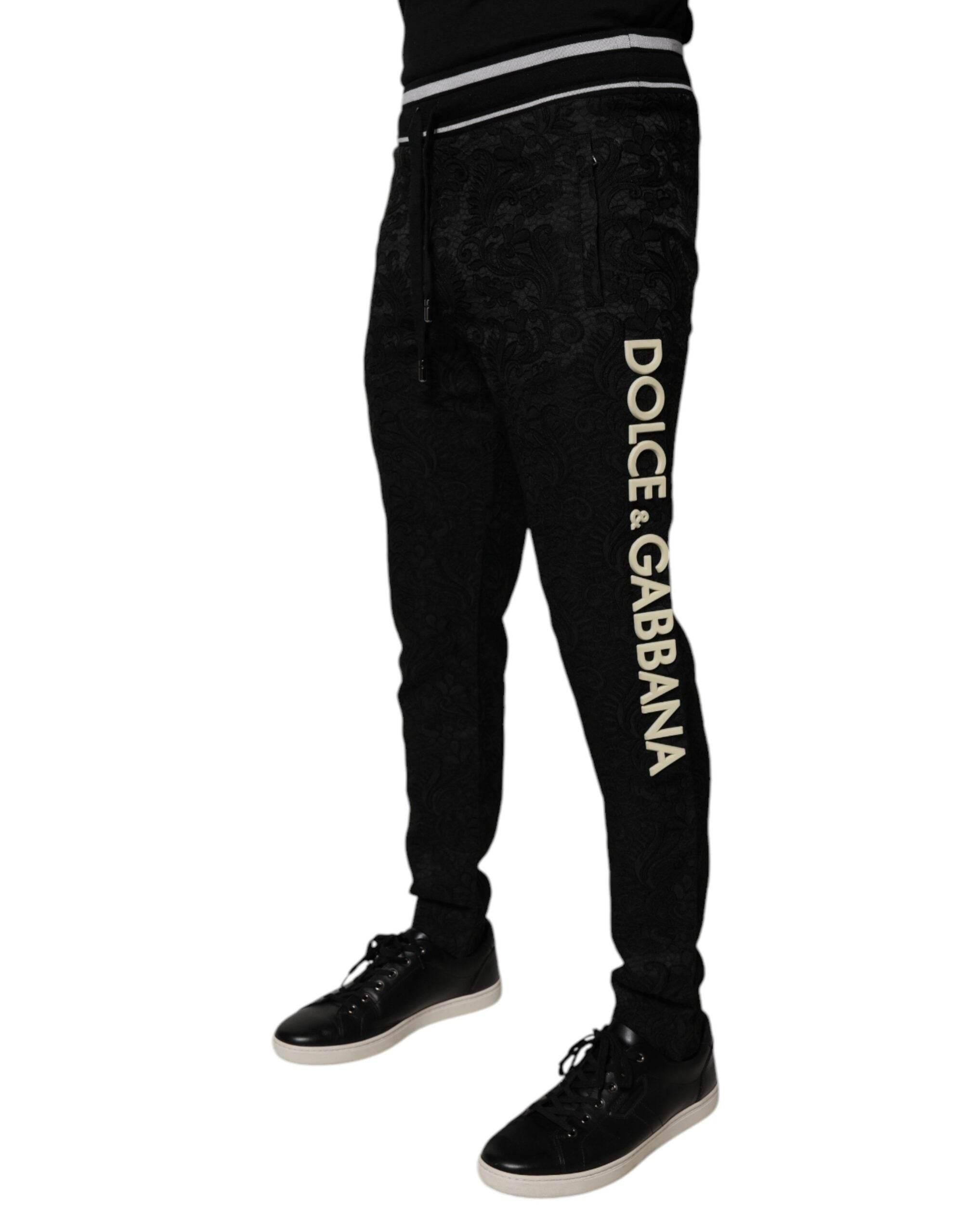 Dolce & Gabbana Black Mid Waist Jogger Men Sweatpants Pants - Hilstor