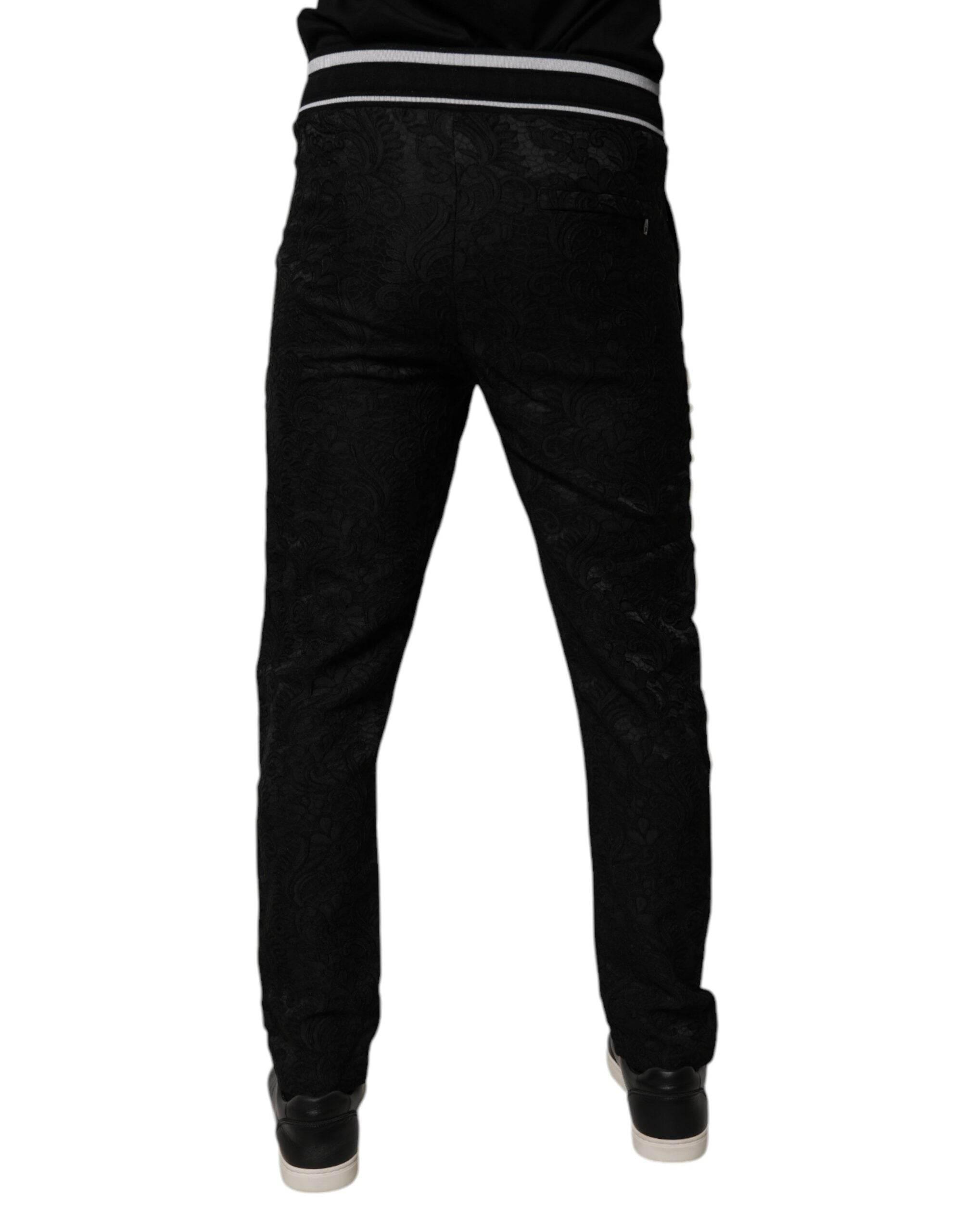 Dolce & Gabbana Black Mid Waist Jogger Men Sweatpants Pants - Hilstor