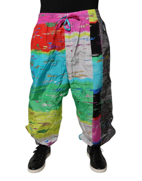 Dolce & Gabbana Multicolor Patchwork Mid Waist Sweatpants Pants - Hilstor