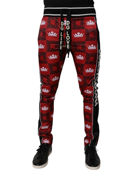 Dolce & Gabbana Red Crown Logo Monogram Men Sweatpants Pants - Hilstor