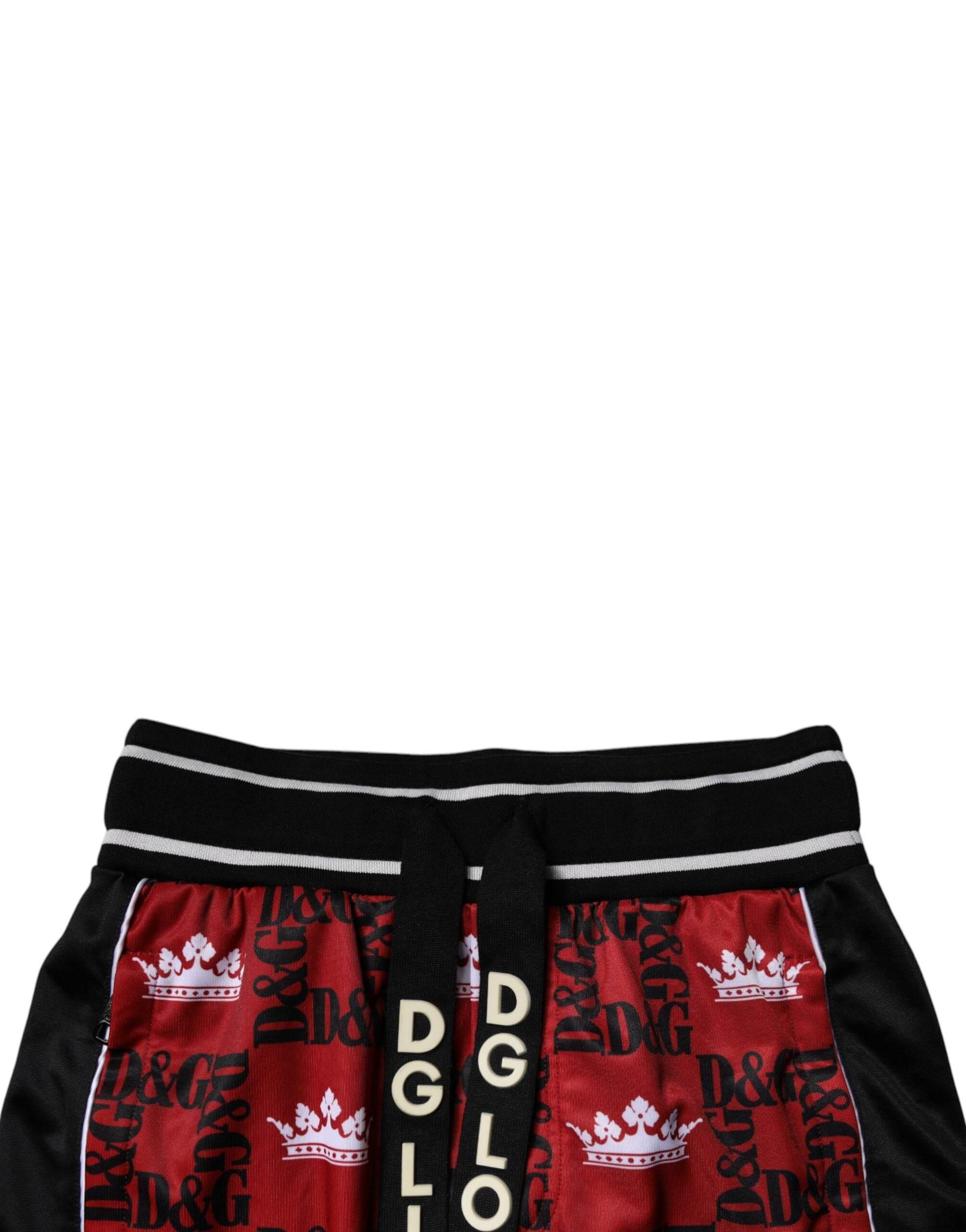 Dolce & Gabbana Red Crown Logo Monogram Men Sweatpants Pants - Hilstor
