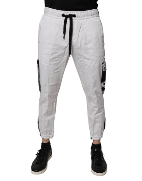 Dolce & Gabbana White Cotton Cargo Jogger Sweatpants Pants - Hilstor