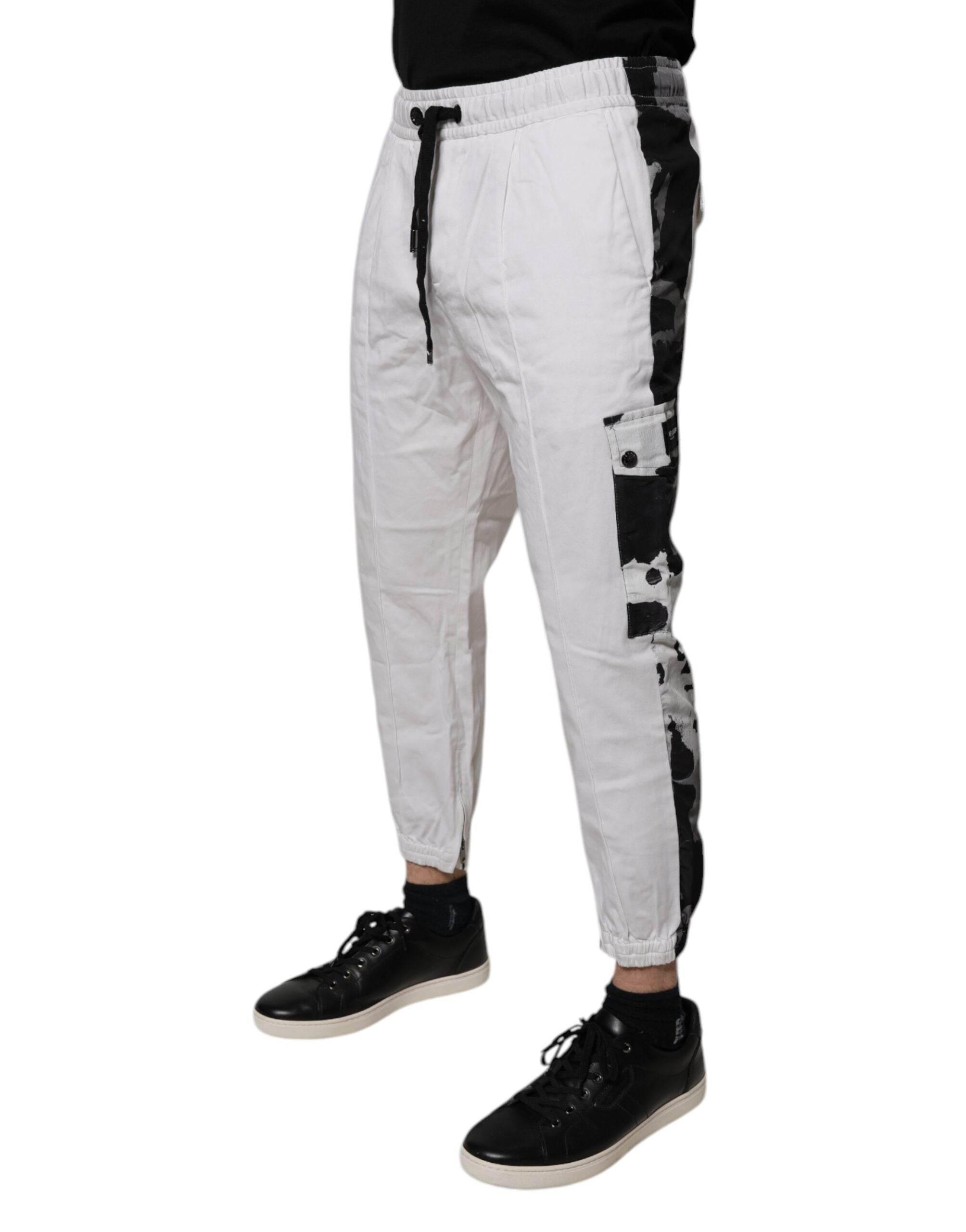 Dolce & Gabbana White Cotton Cargo Jogger Sweatpants Pants - Hilstor