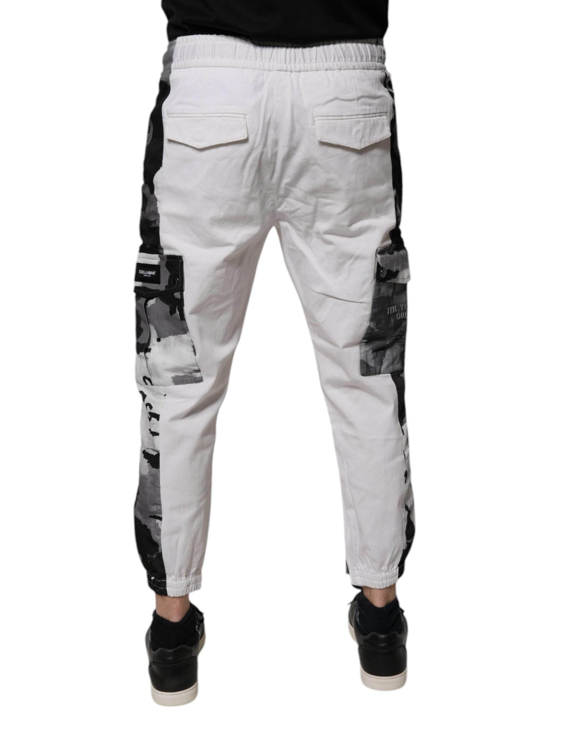 Dolce & Gabbana White Cotton Cargo Jogger Sweatpants Pants - Hilstor