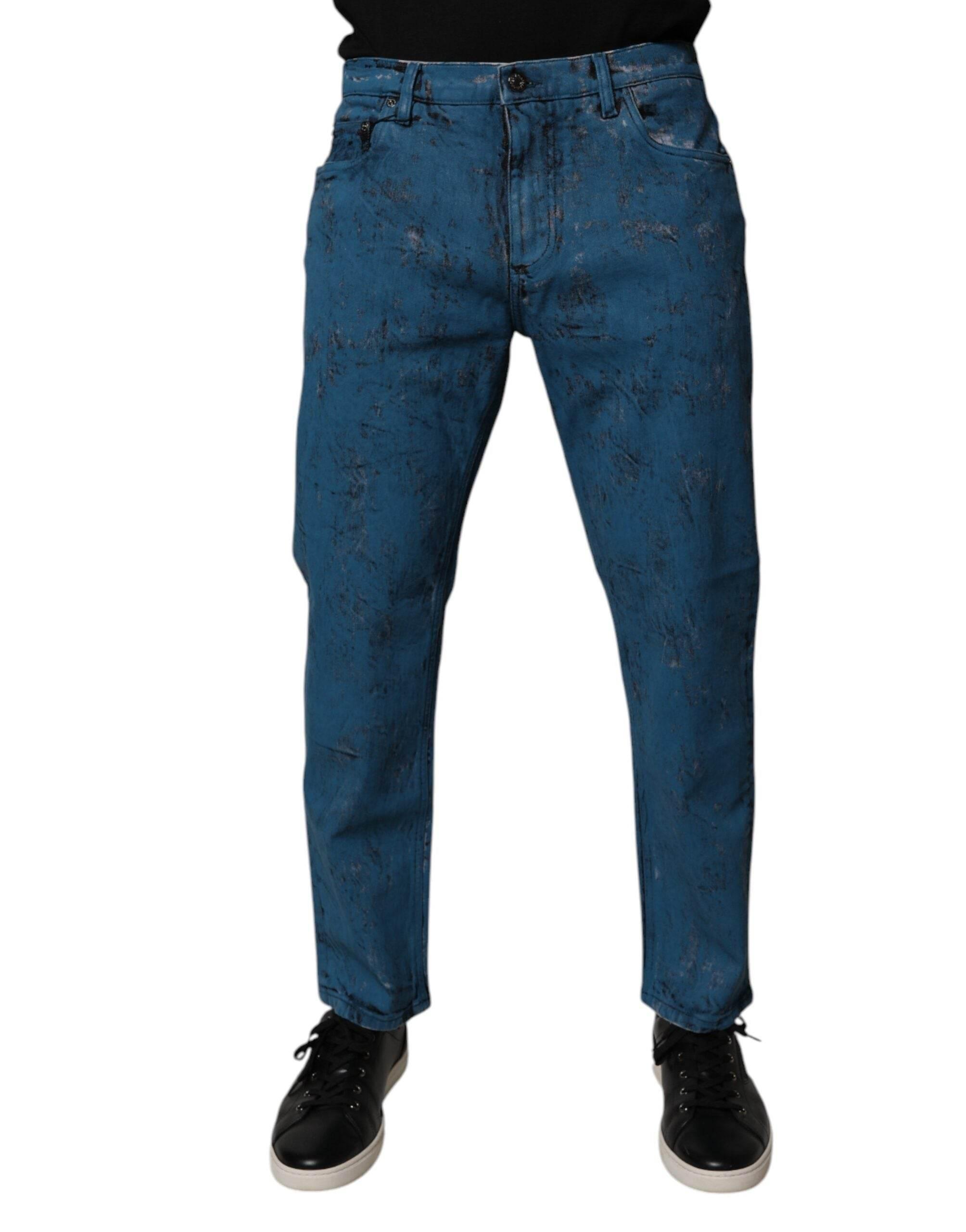 Dolce & Gabbana Blue Tie Dye Cotton Skinny Men Denim Jeans - Hilstor