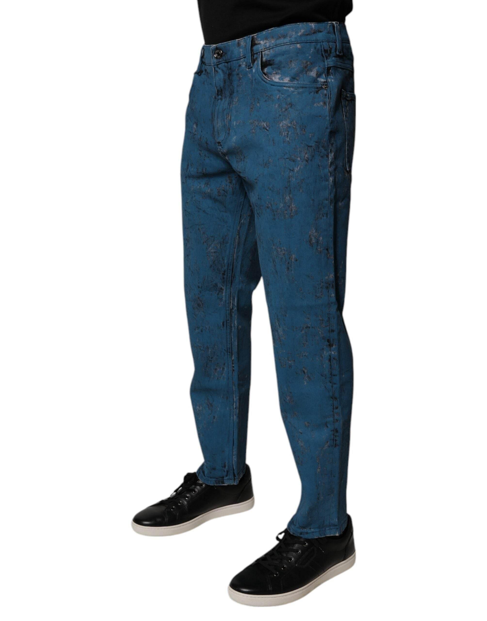 Dolce & Gabbana Blue Tie Dye Cotton Skinny Men Denim Jeans - Hilstor