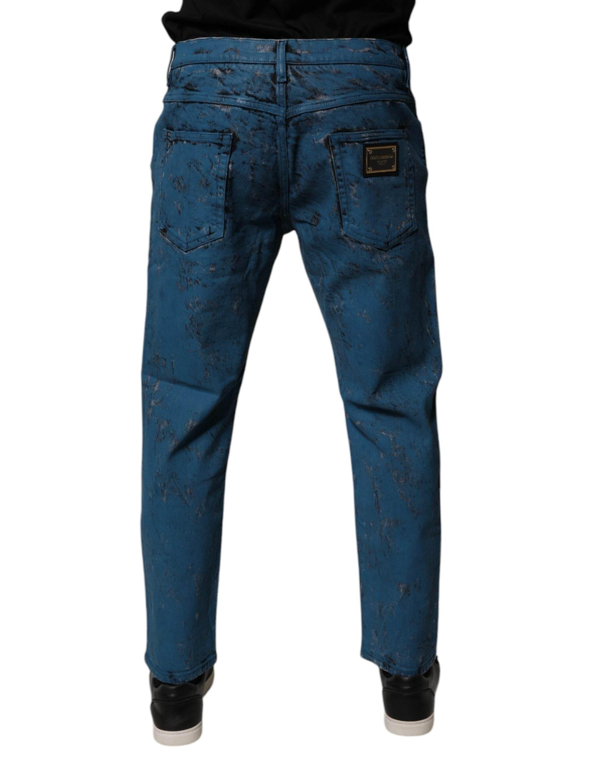 Dolce & Gabbana Blue Tie Dye Cotton Skinny Men Denim Jeans - Hilstor