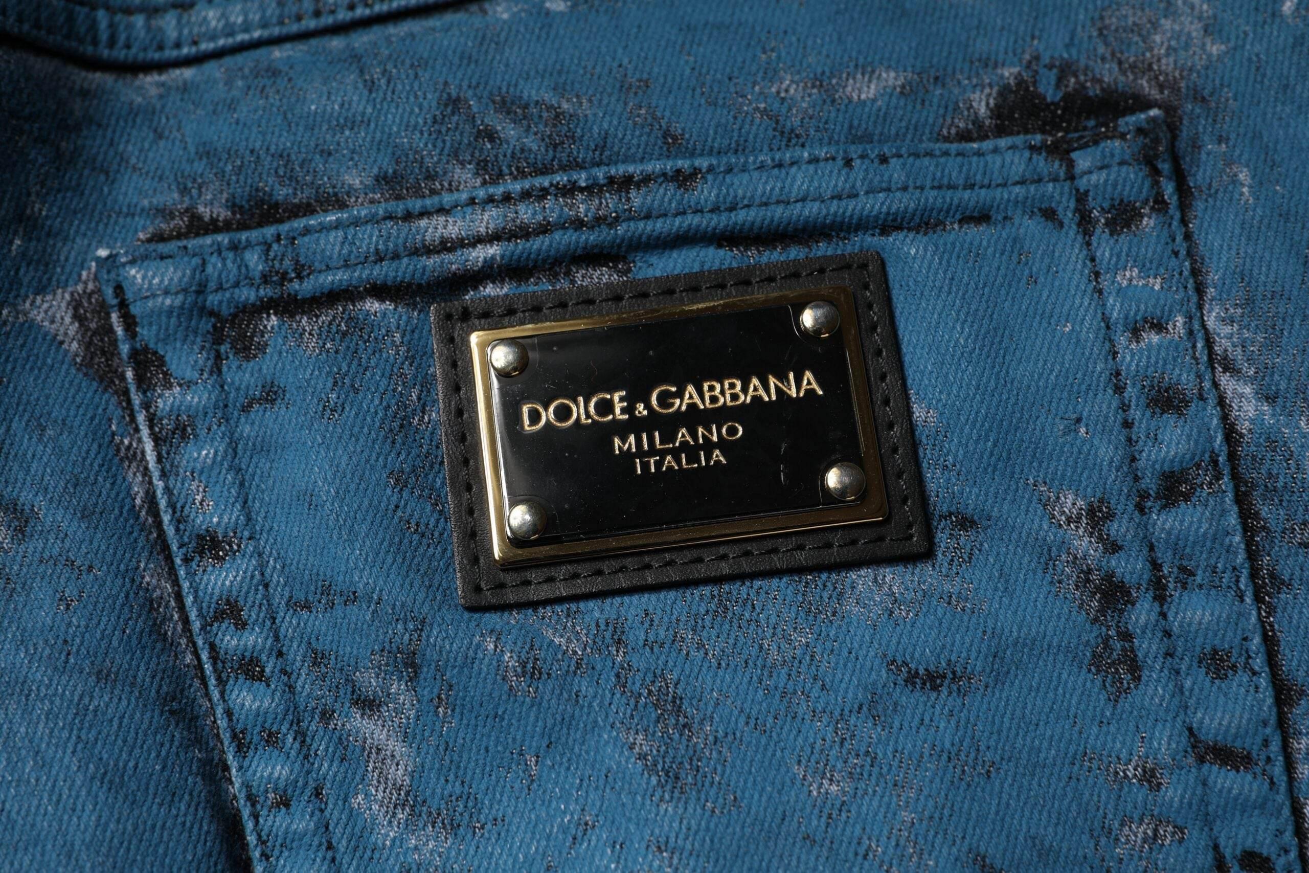 Dolce & Gabbana Blue Tie Dye Cotton Skinny Men Denim Jeans - Hilstor