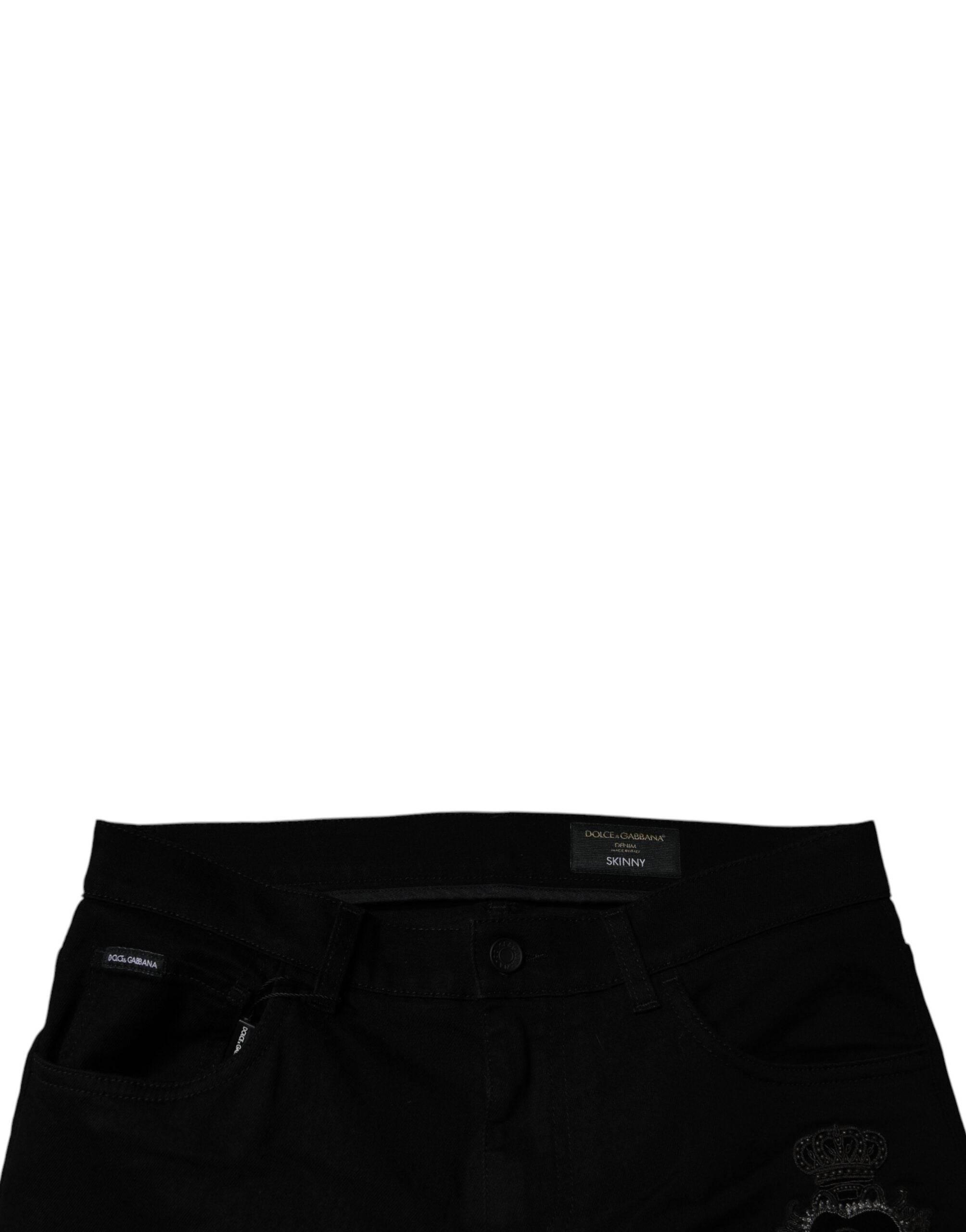 Dolce & Gabbana Black Sacred Heart Cotton Skinny Denim Jeans - Hilstor