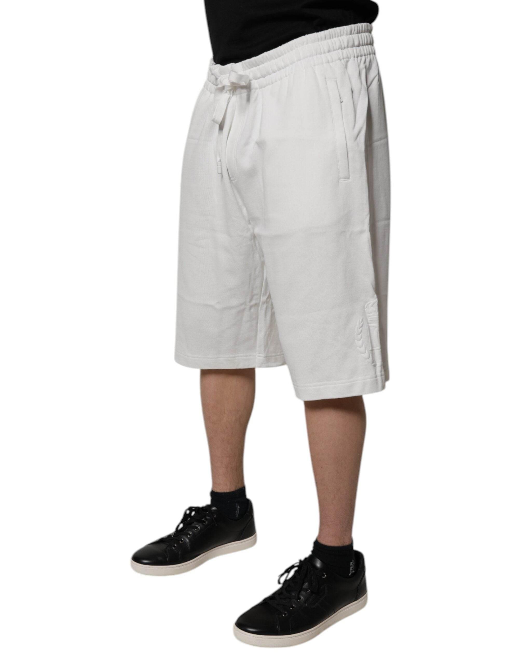 Dolce & Gabbana White Cotton Sweatshorts Men Bermuda Shorts - Hilstor