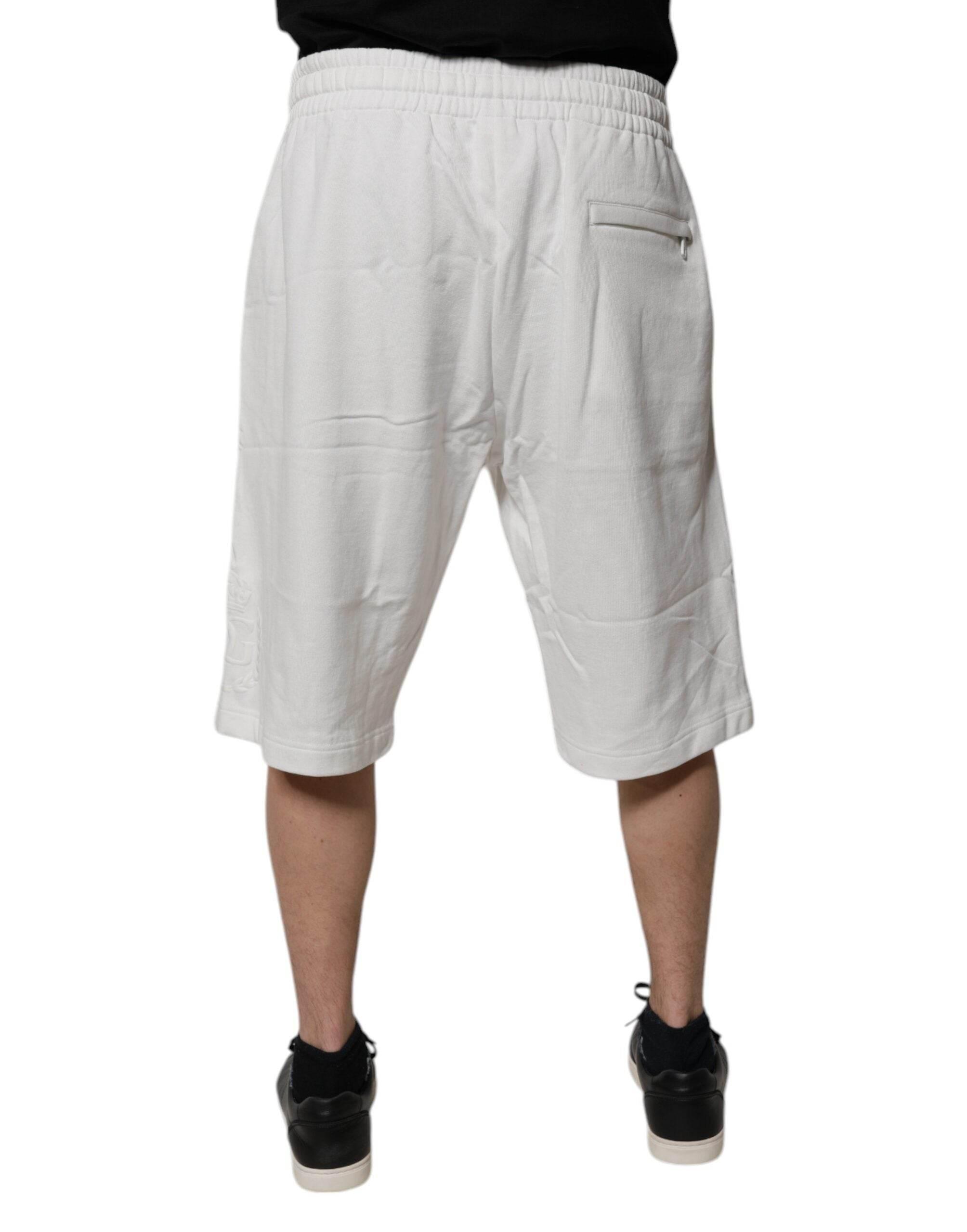 Dolce & Gabbana White Cotton Sweatshorts Men Bermuda Shorts - Hilstor