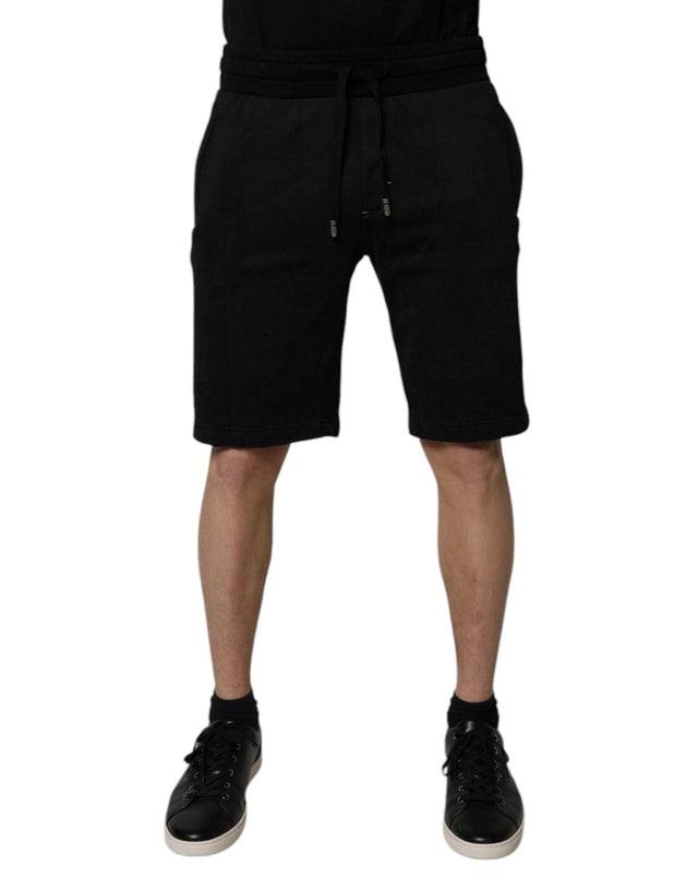 Dolce & Gabbana Black Cotton Sweatshorts Men Bermuda Shorts - Hilstor