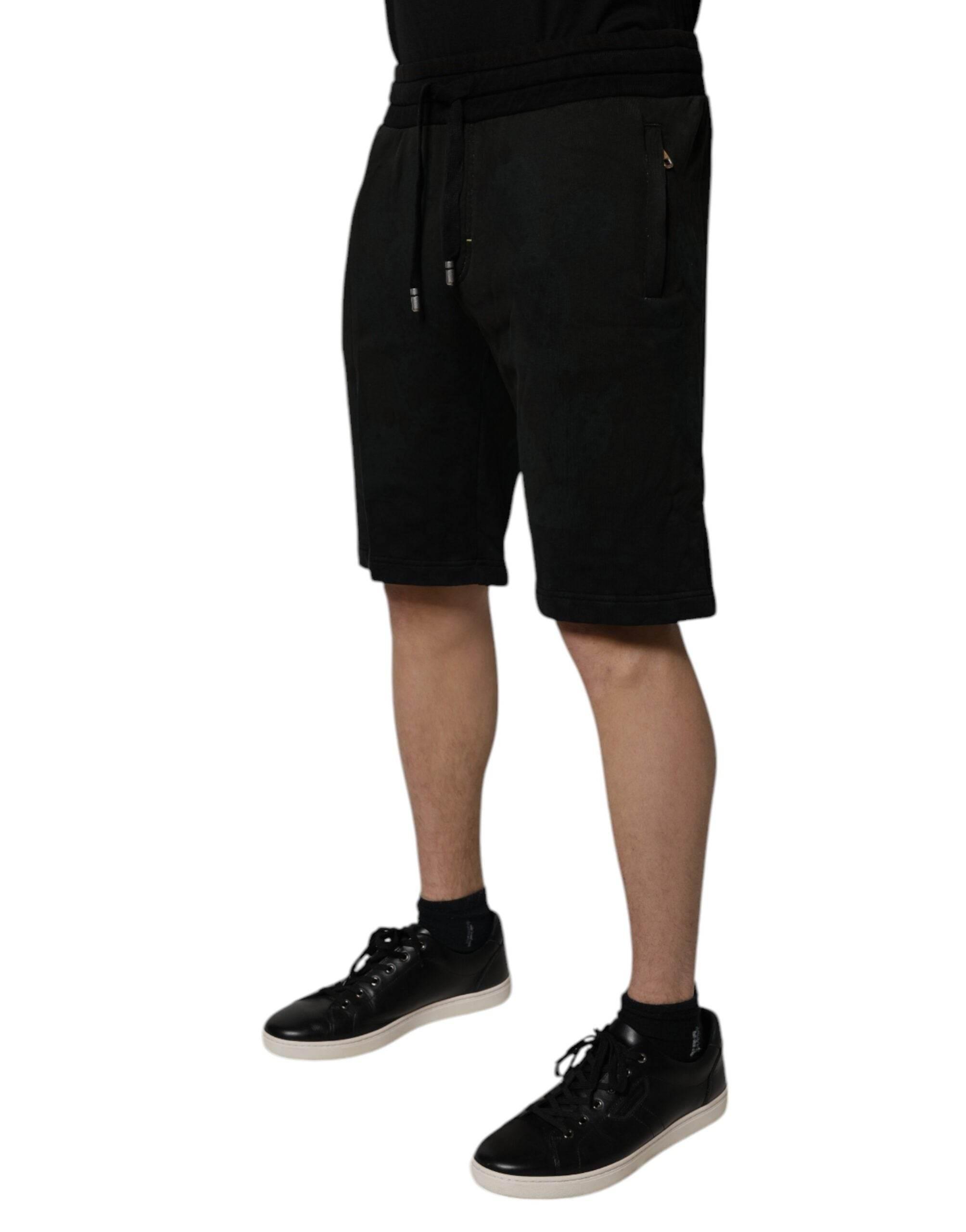 Dolce & Gabbana Black Cotton Sweatshorts Men Bermuda Shorts - Hilstor