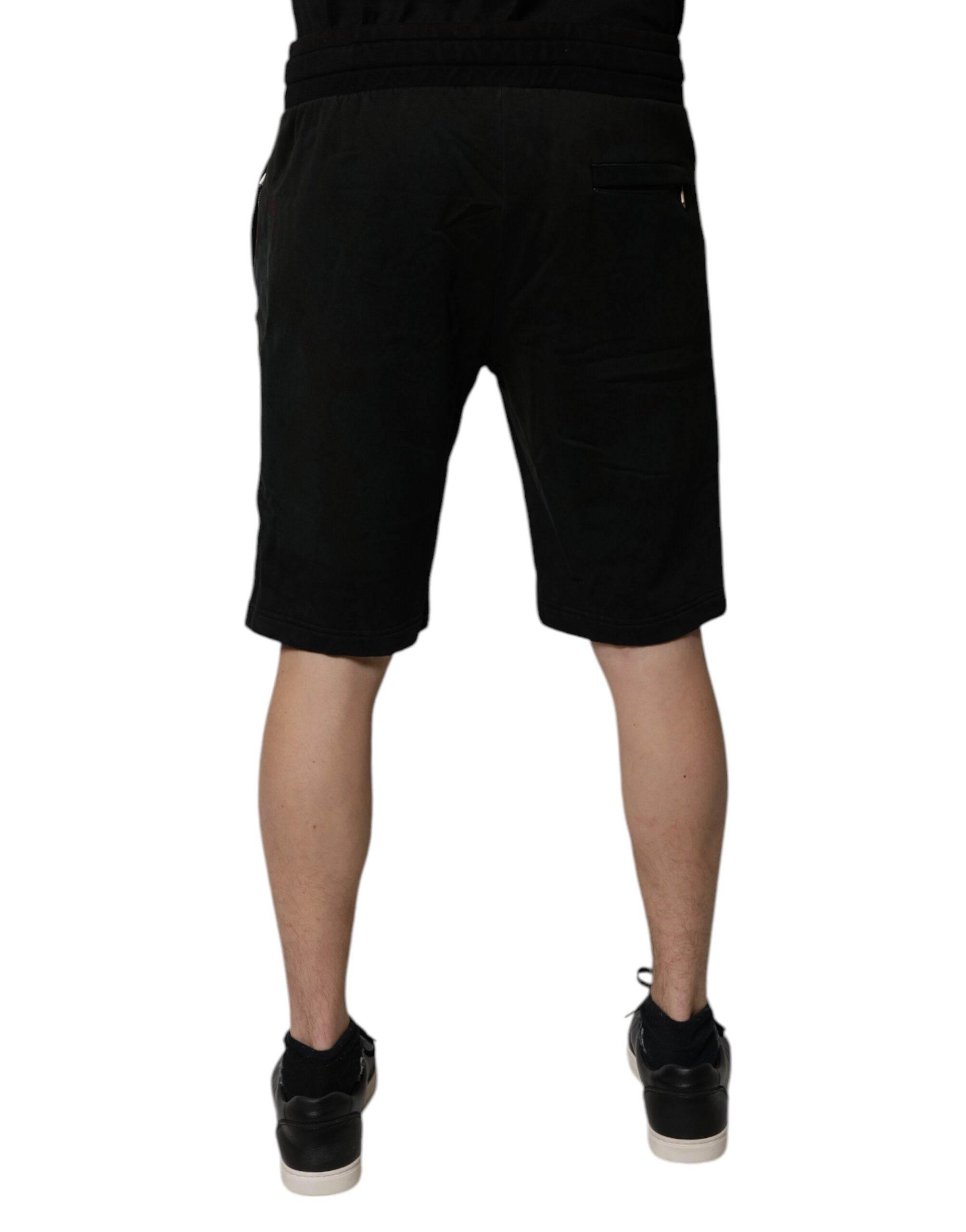 Dolce & Gabbana Black Cotton Sweatshorts Men Bermuda Shorts - Hilstor