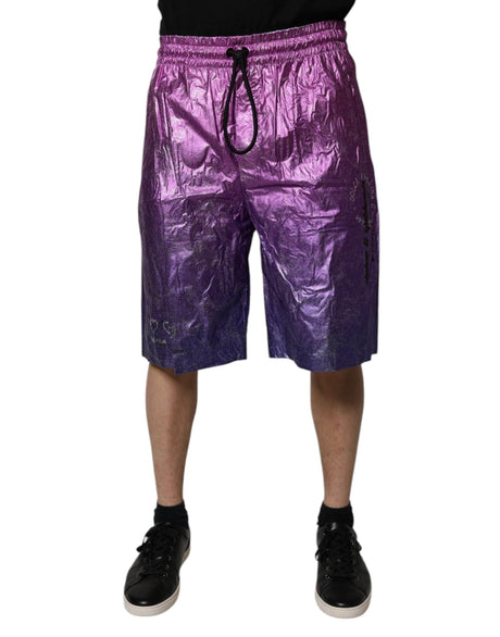 Dolce & Gabbana Metallic Pink Purple Two Tone Bermuda Shorts - Hilstor