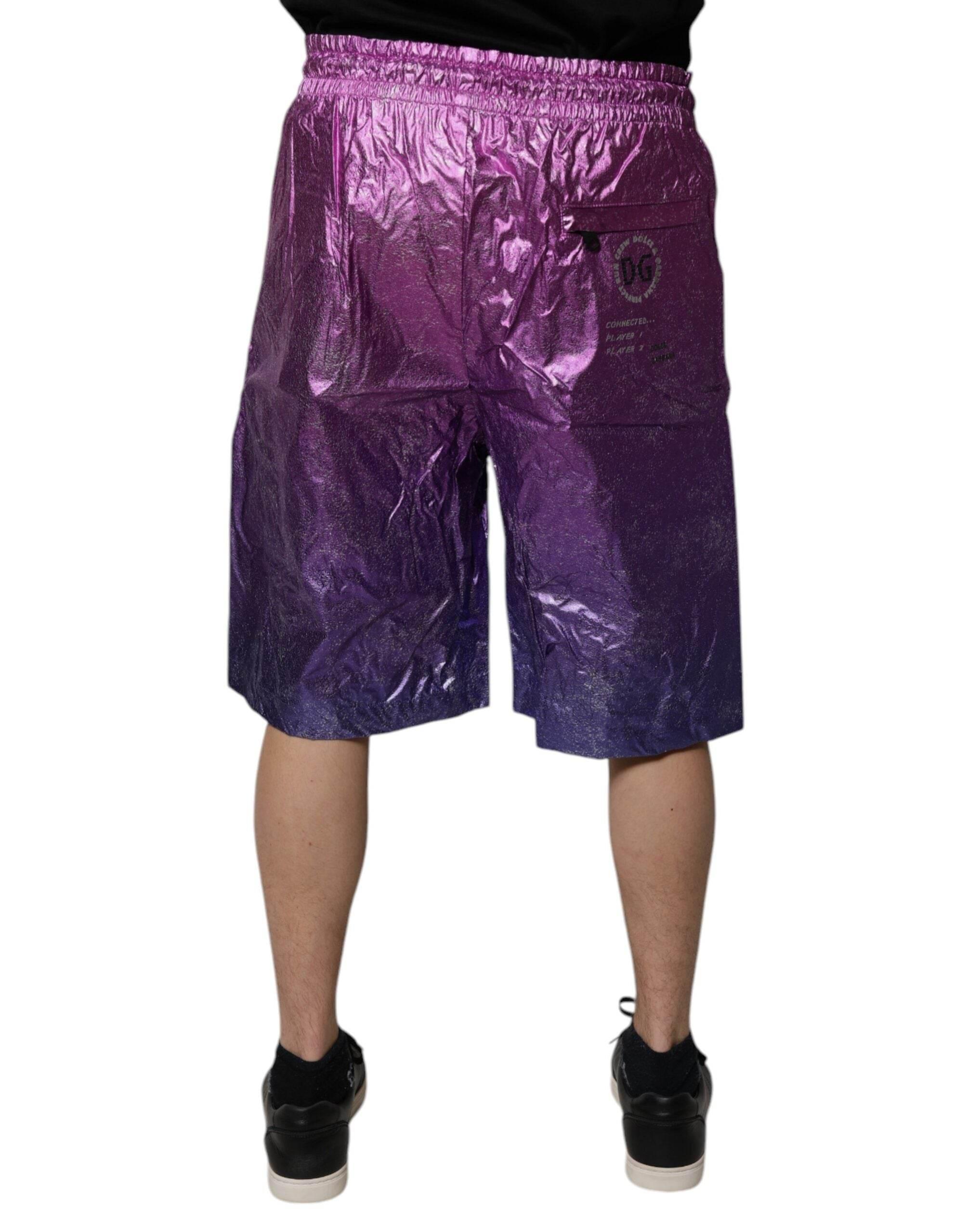 Dolce & Gabbana Metallic Pink Purple Two Tone Bermuda Shorts - Hilstor