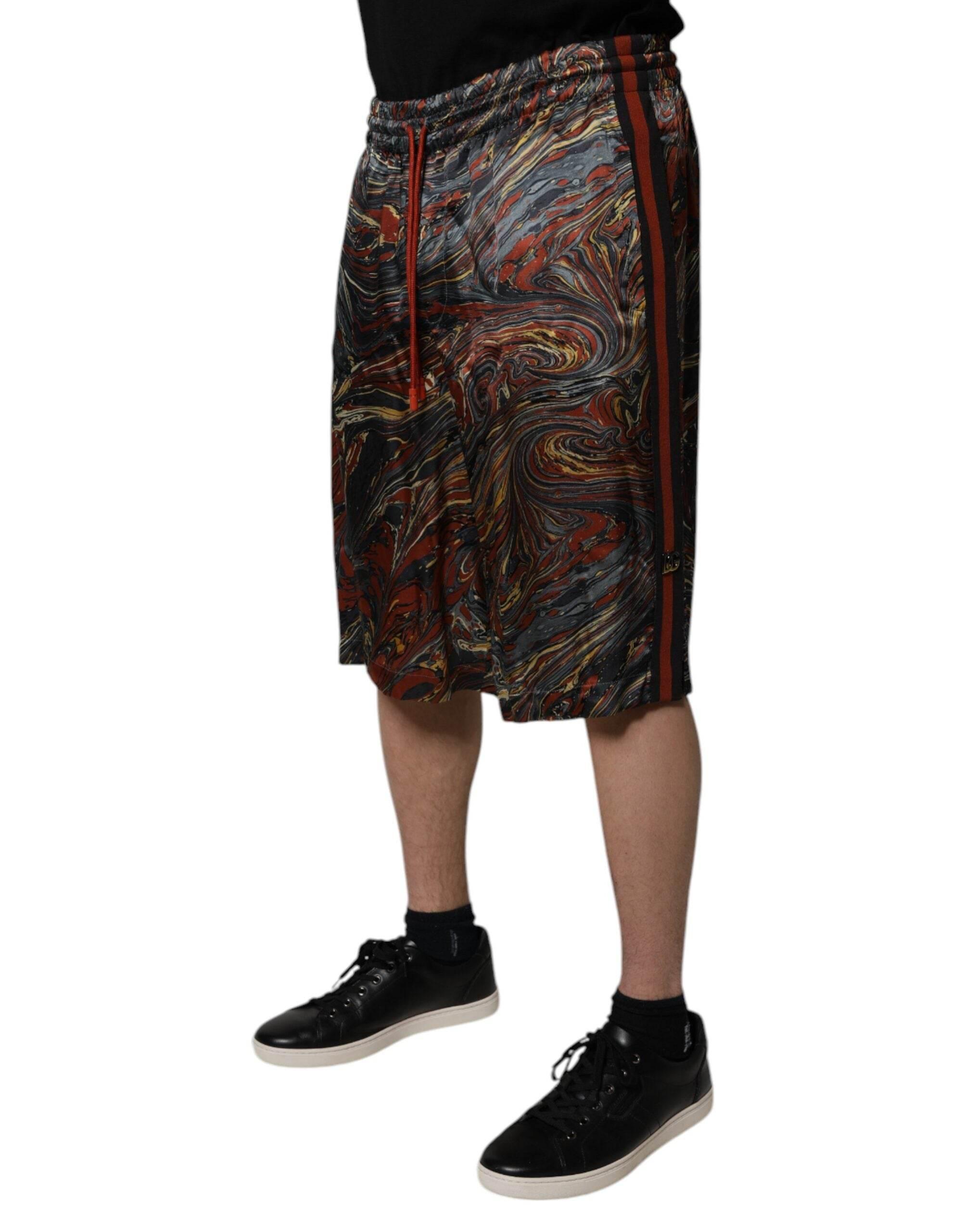 Dolce & Gabbana Multicolor Marble Print Trouser Bermuda Shorts - Hilstor