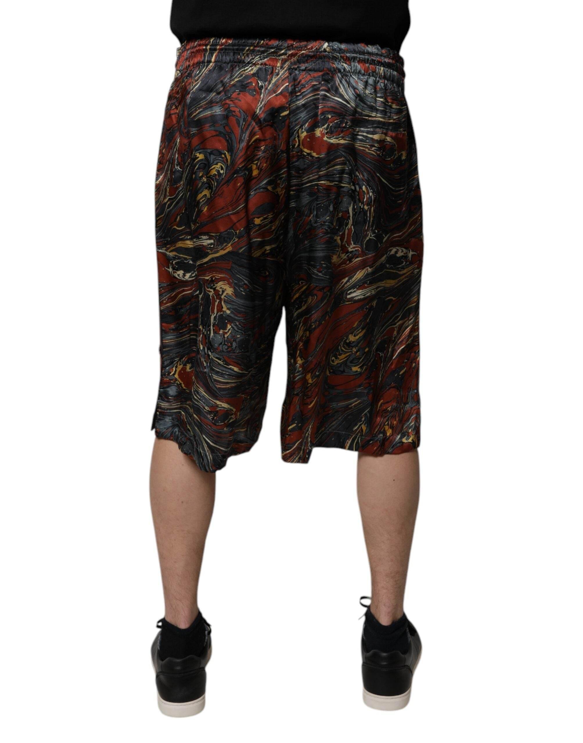 Dolce & Gabbana Multicolor Marble Print Trouser Bermuda Shorts - Hilstor