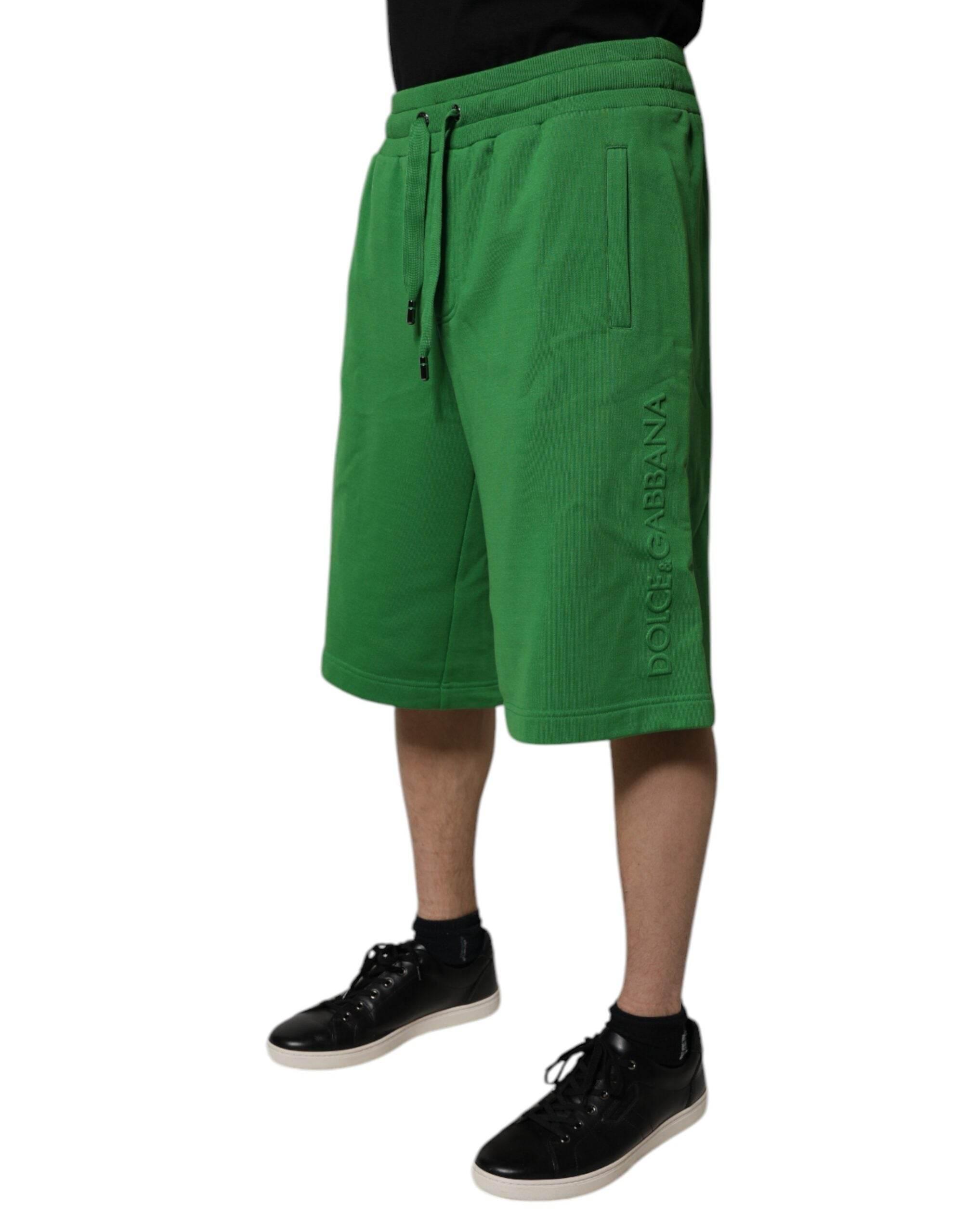 Dolce & Gabbana Green Cotton Men Sweatshorts Bermuda Shorts - Hilstor