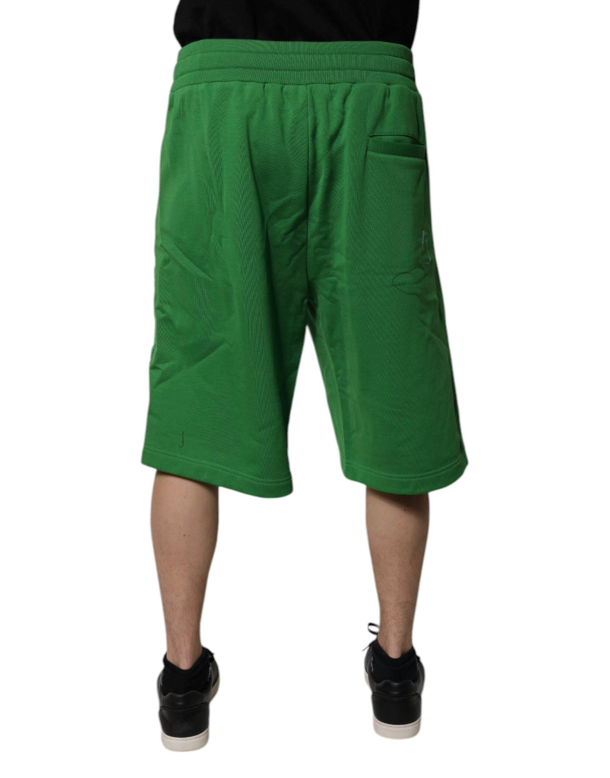 Dolce & Gabbana Green Cotton Men Sweatshorts Bermuda Shorts - Hilstor