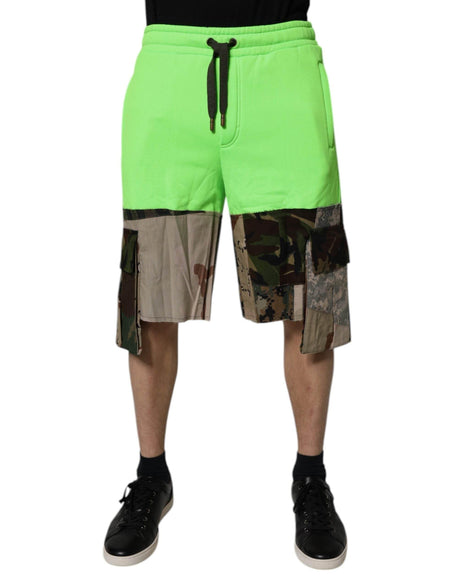 Dolce & Gabbana Green Patchwork Camouflage Men Cargo Shorts - Hilstor
