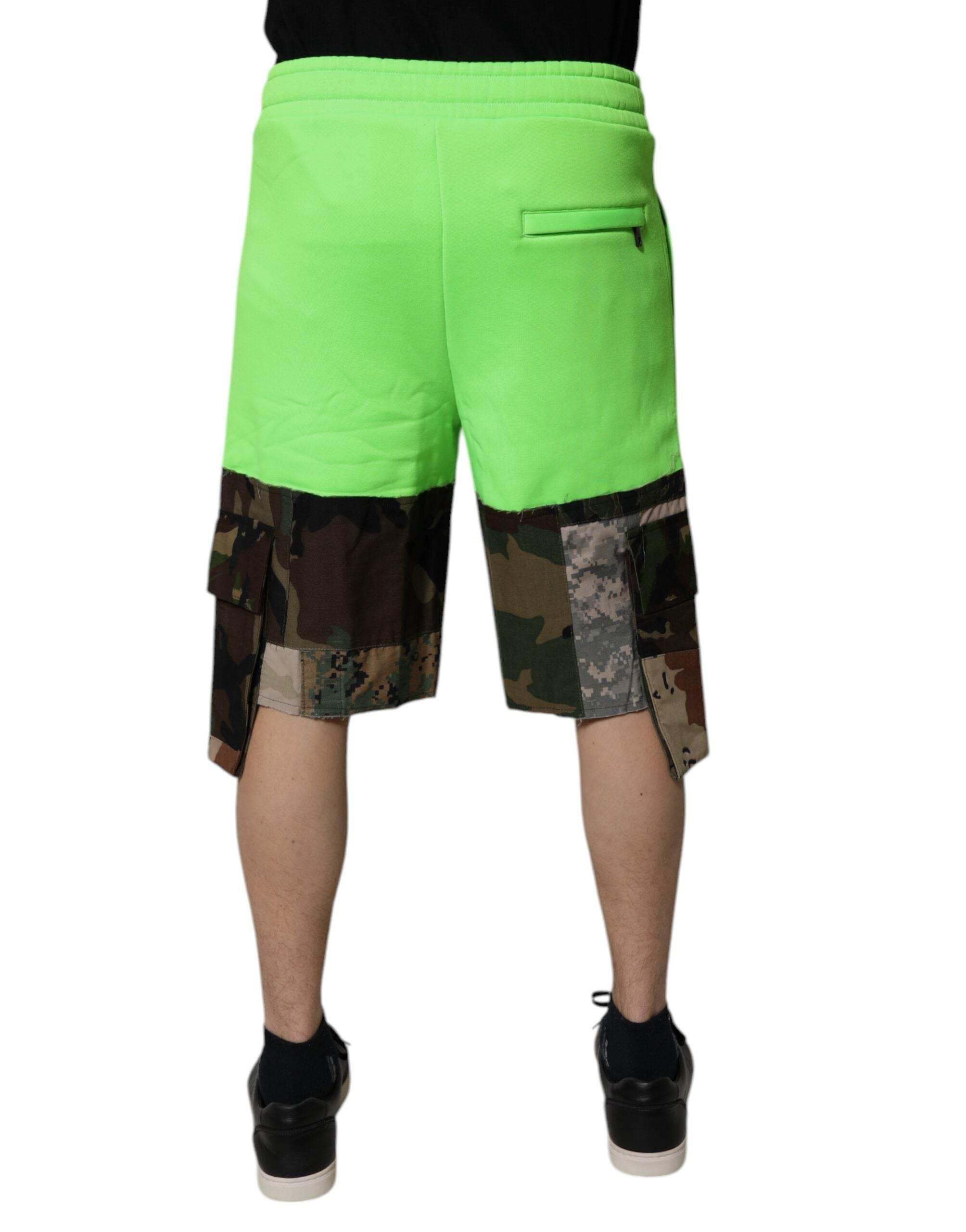 Dolce & Gabbana Green Patchwork Camouflage Men Cargo Shorts - Hilstor