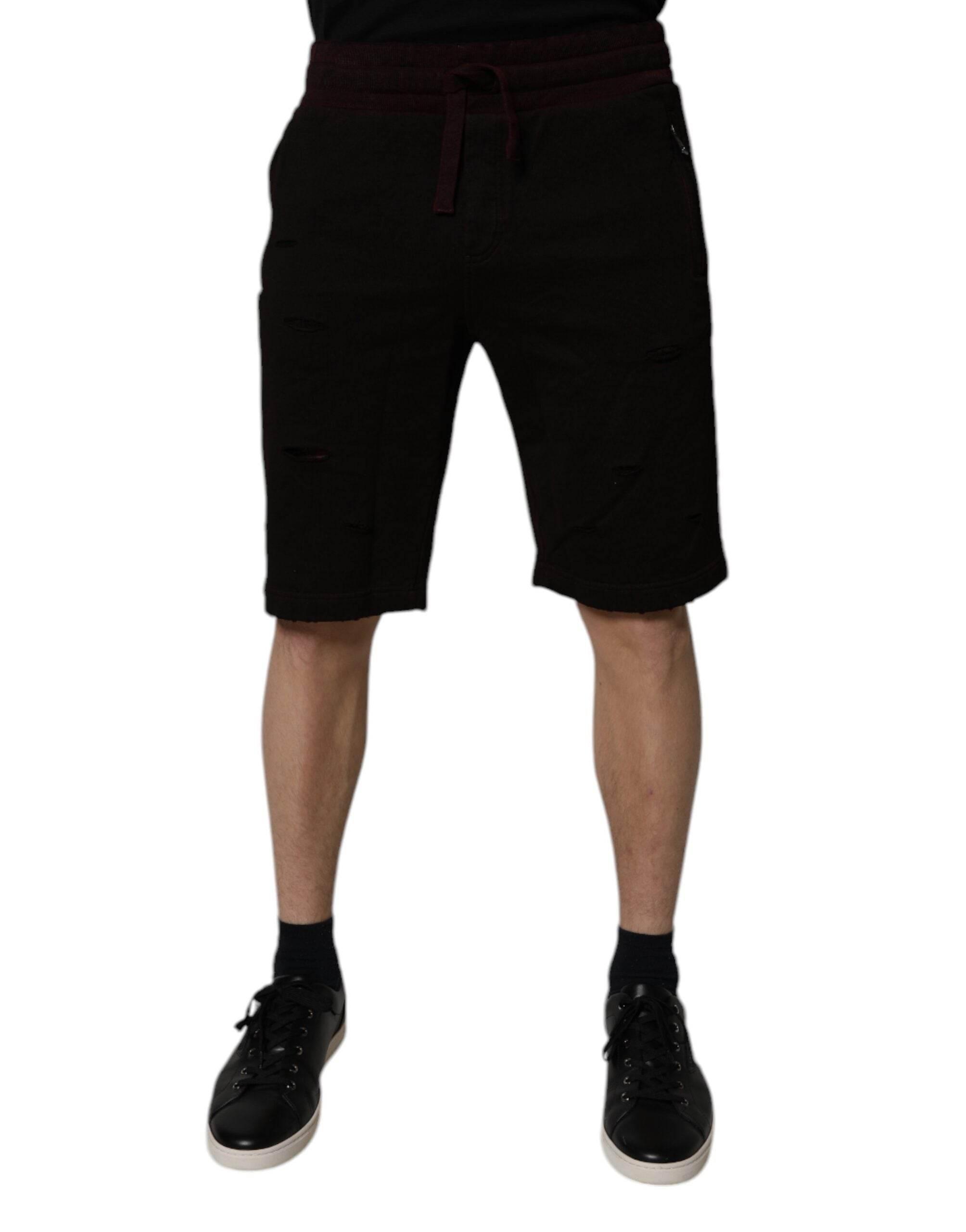 Dolce & Gabbana Maroon Cotton Sweatshorts Men Bermuda Shorts - Hilstor